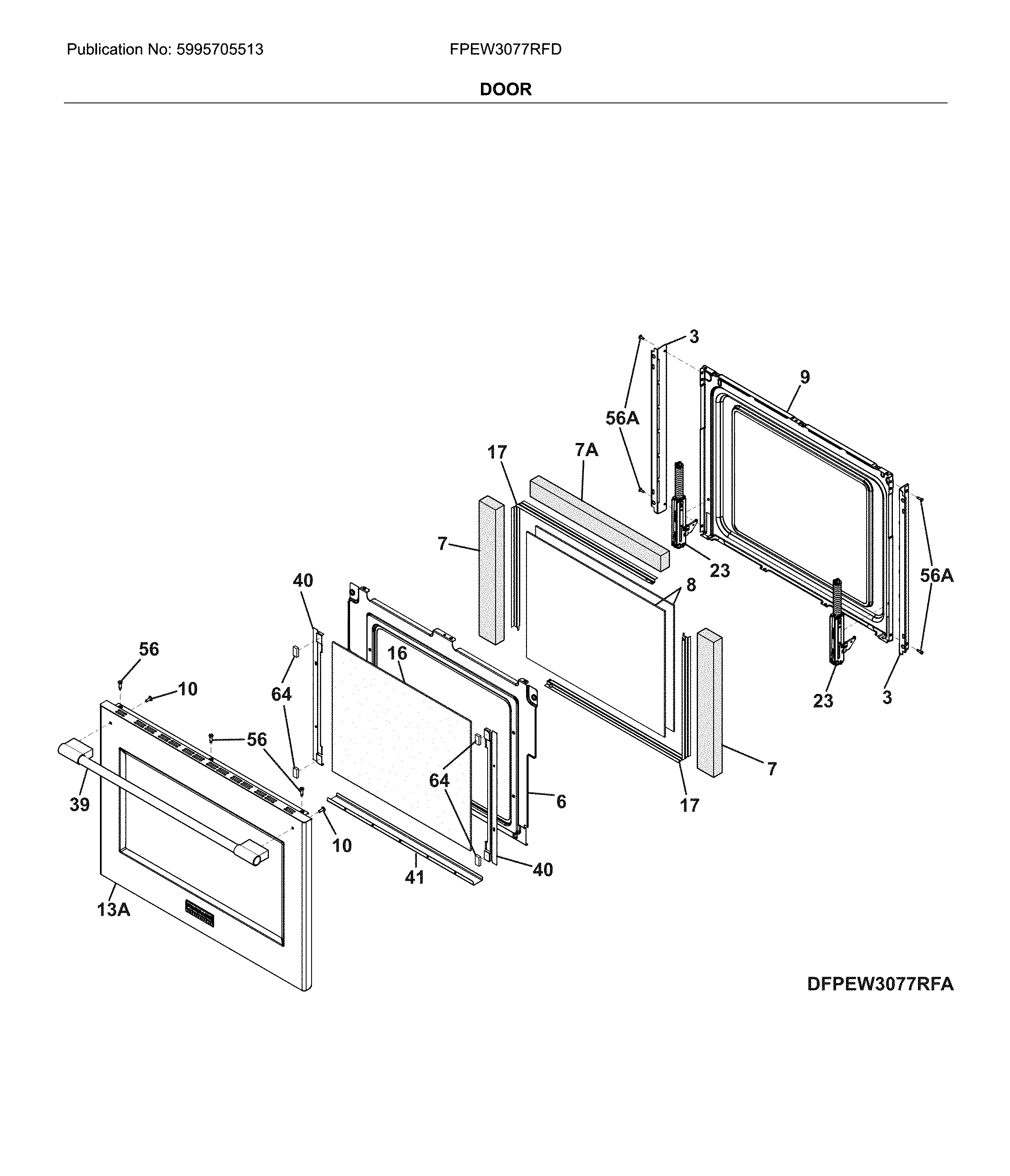 Frigidaire FPEW3077RFD door diagram