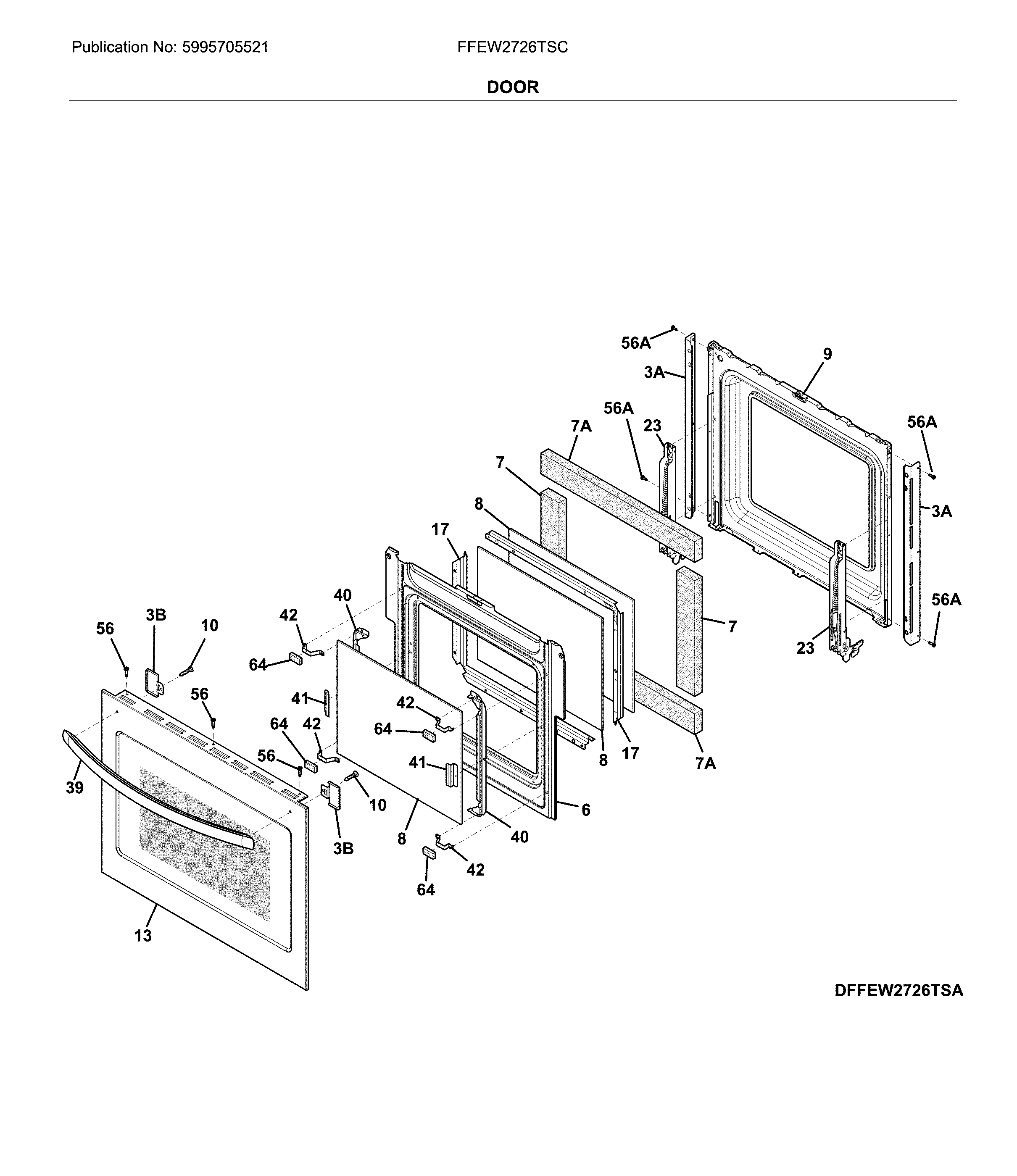 Frigidaire FFEW2726TSC door diagram