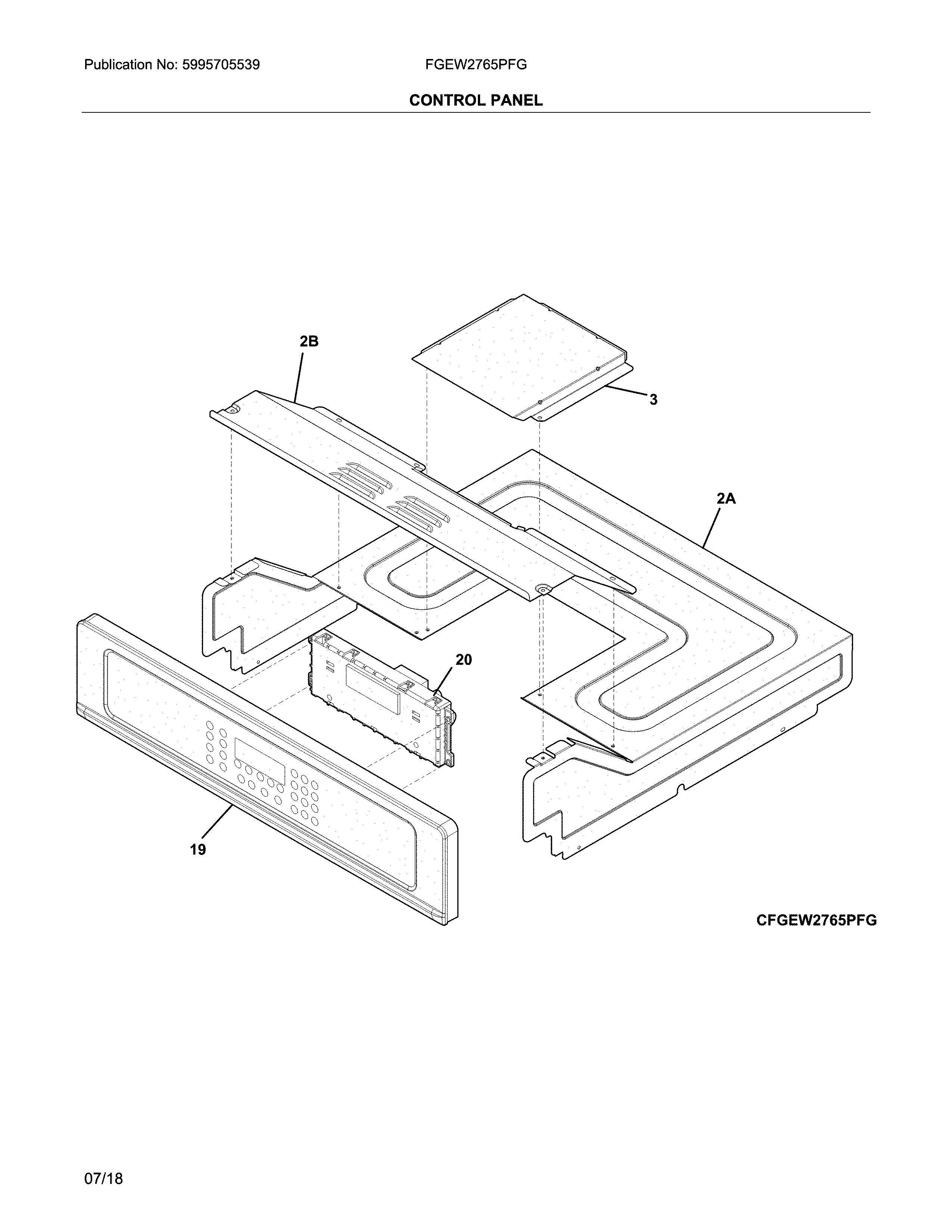 Frigidaire FGEW2765PFG control panel diagram