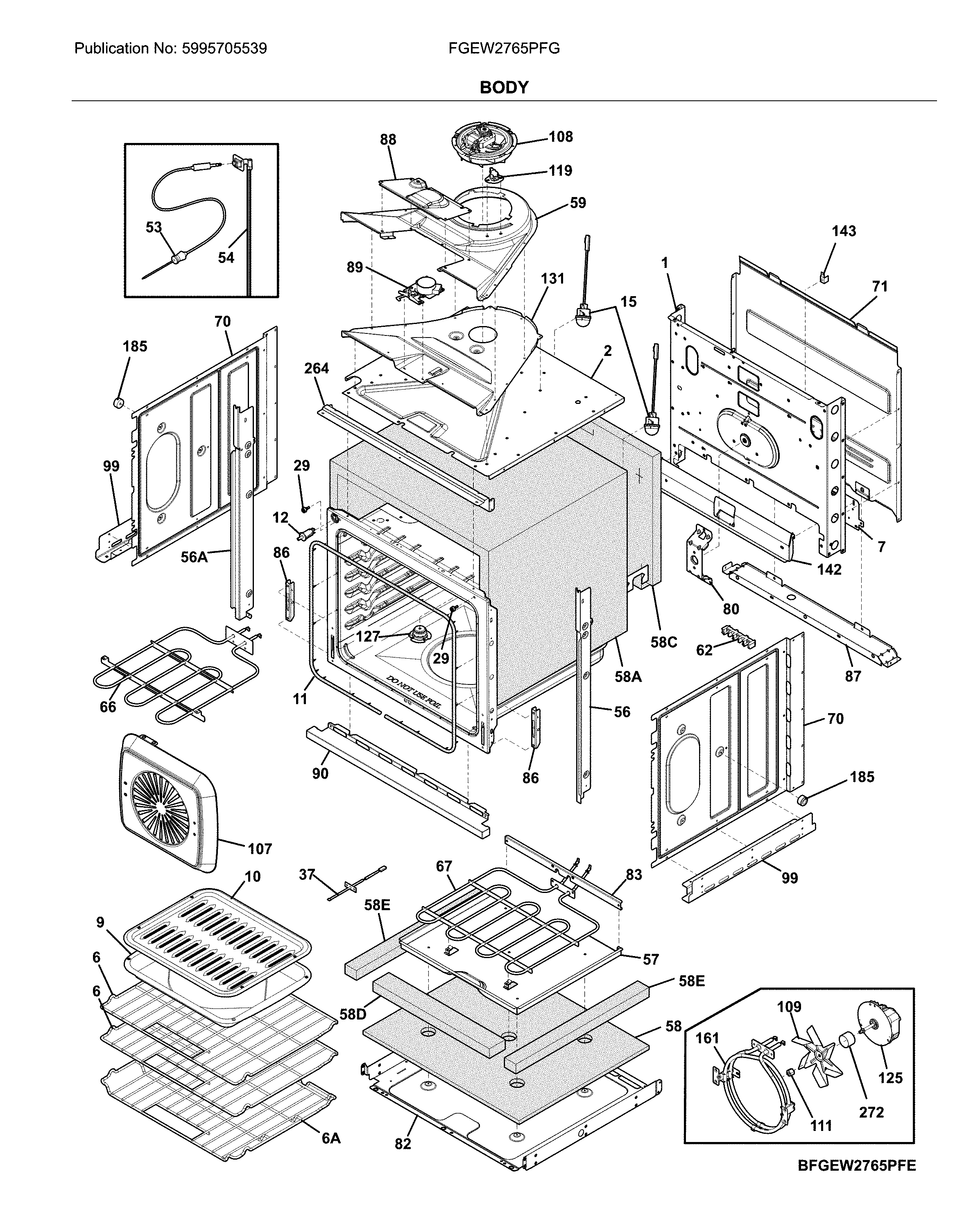 Frigidaire FGEW2765PFG body diagram