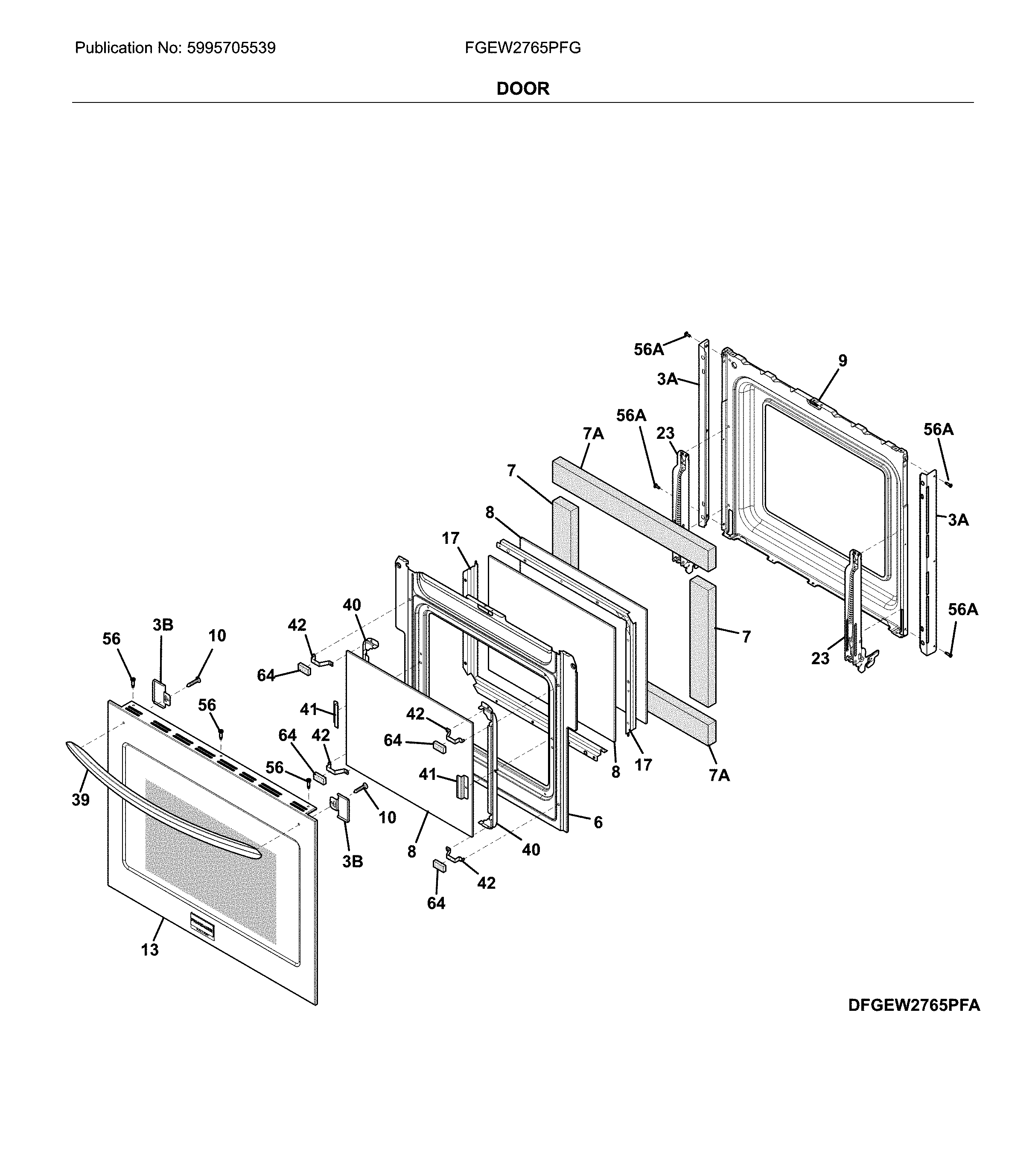 Frigidaire FGEW2765PFG door diagram