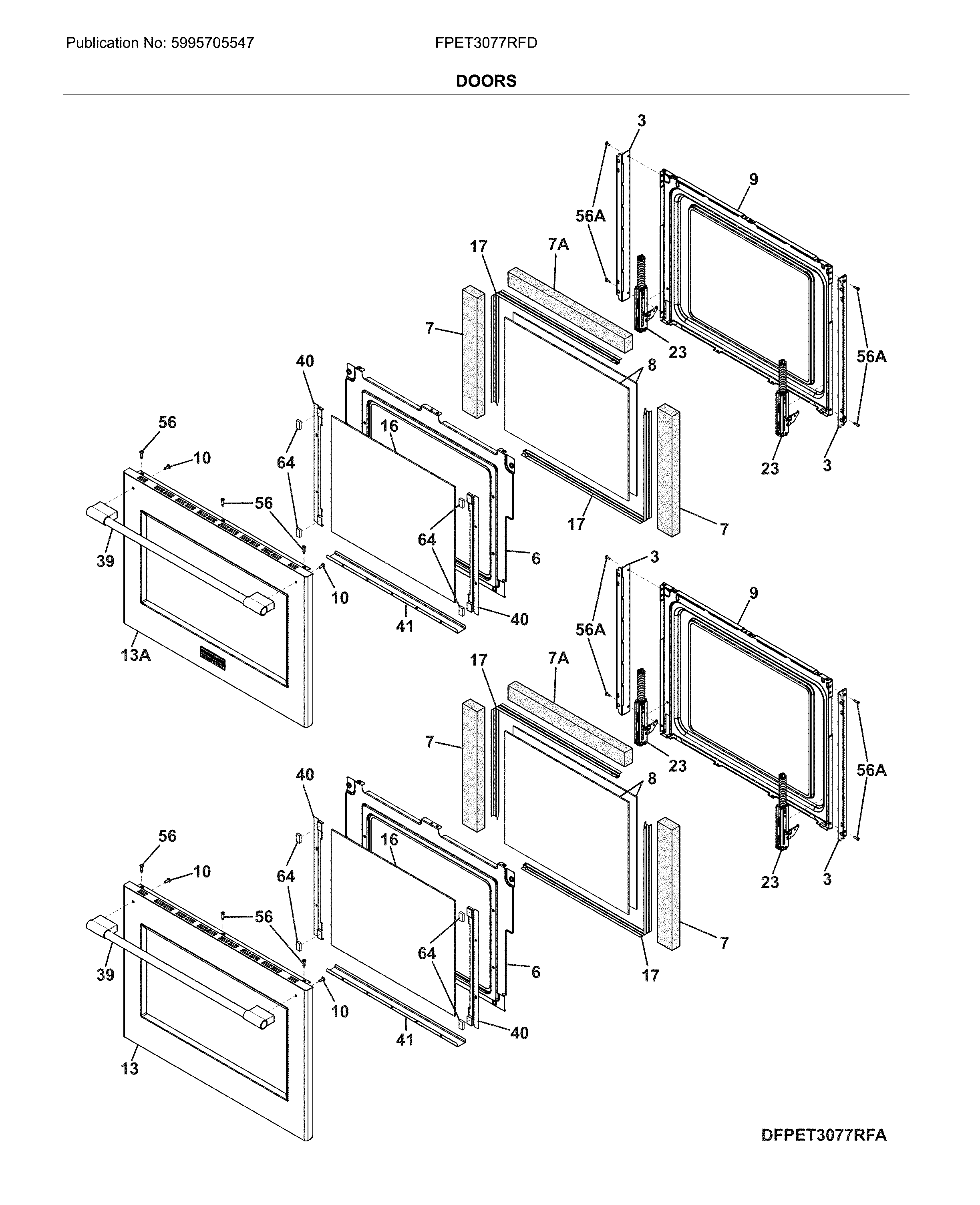 Frigidaire FPET3077RFD doors diagram