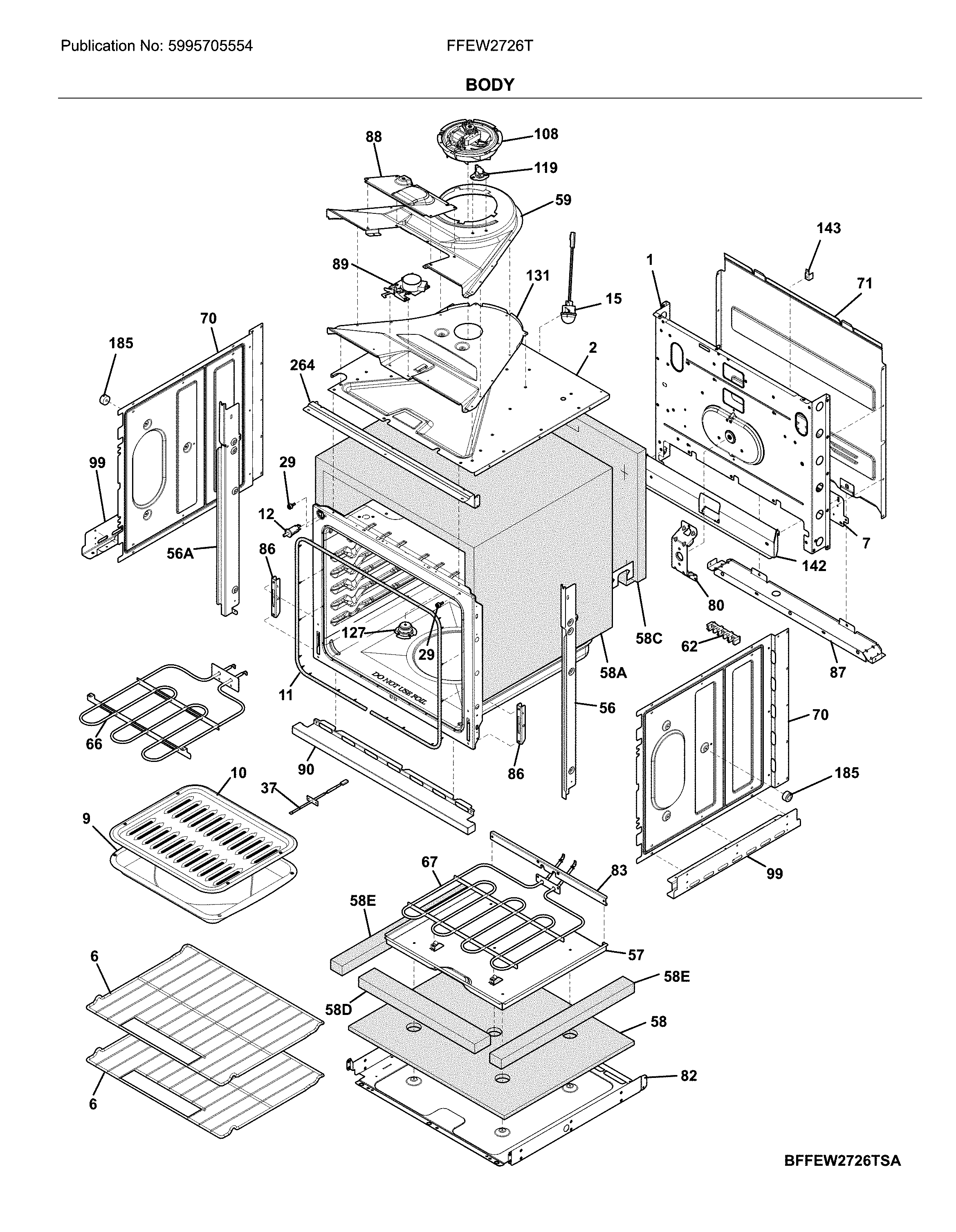 Frigidaire FFEW2726TWC body diagram