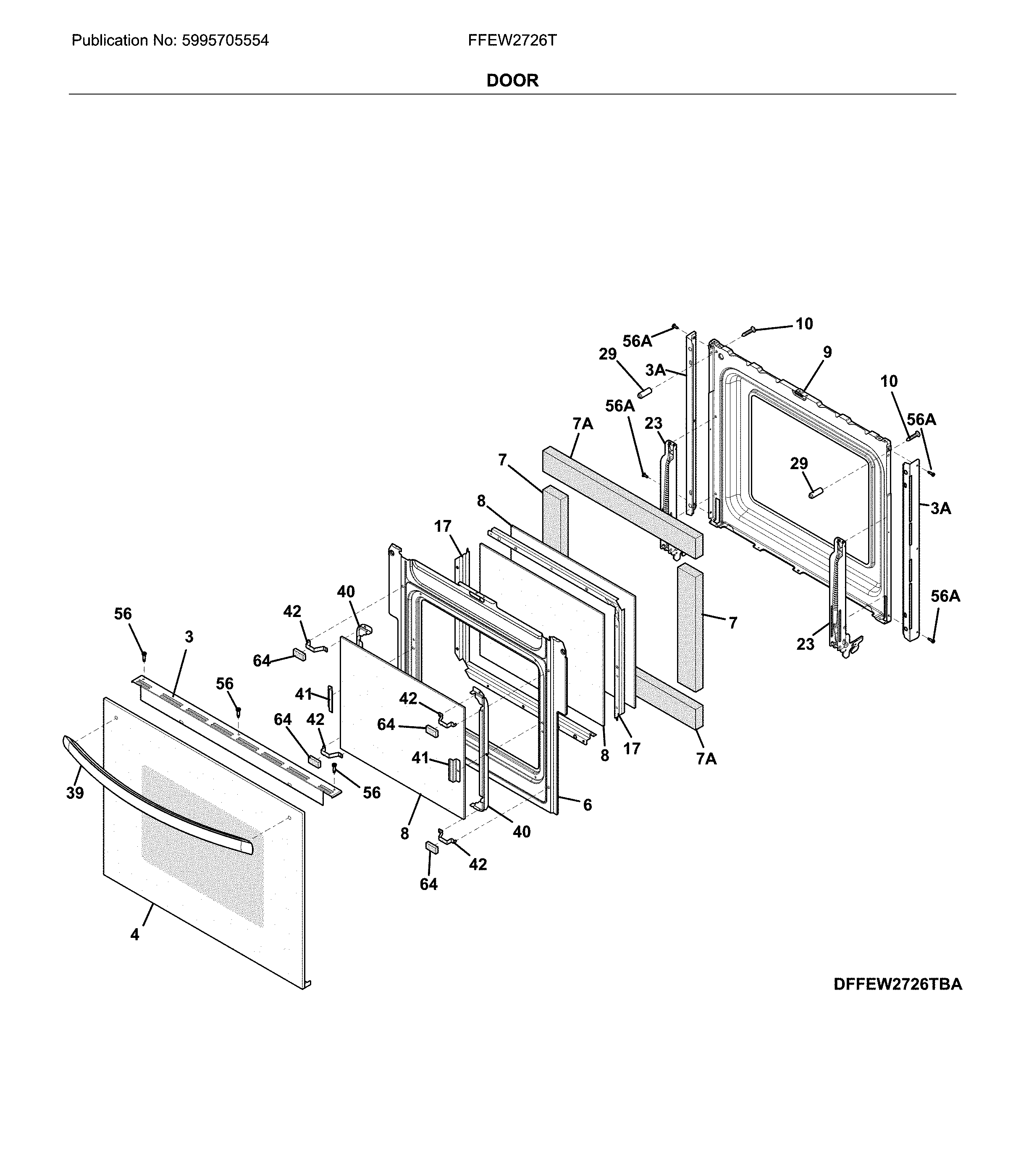 Frigidaire FFEW2726TWC door diagram