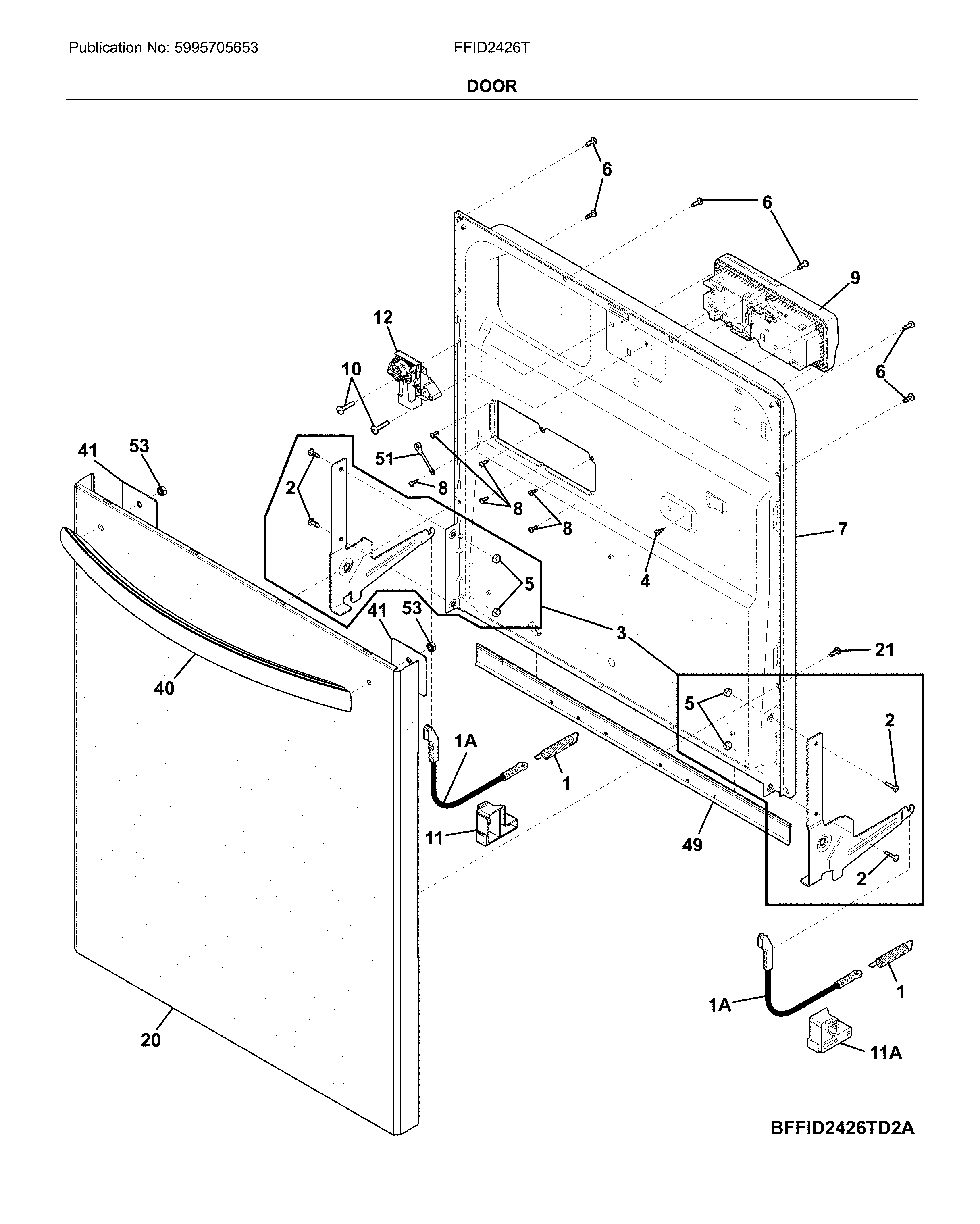 Frigidaire FFID2426TS2A door diagram
