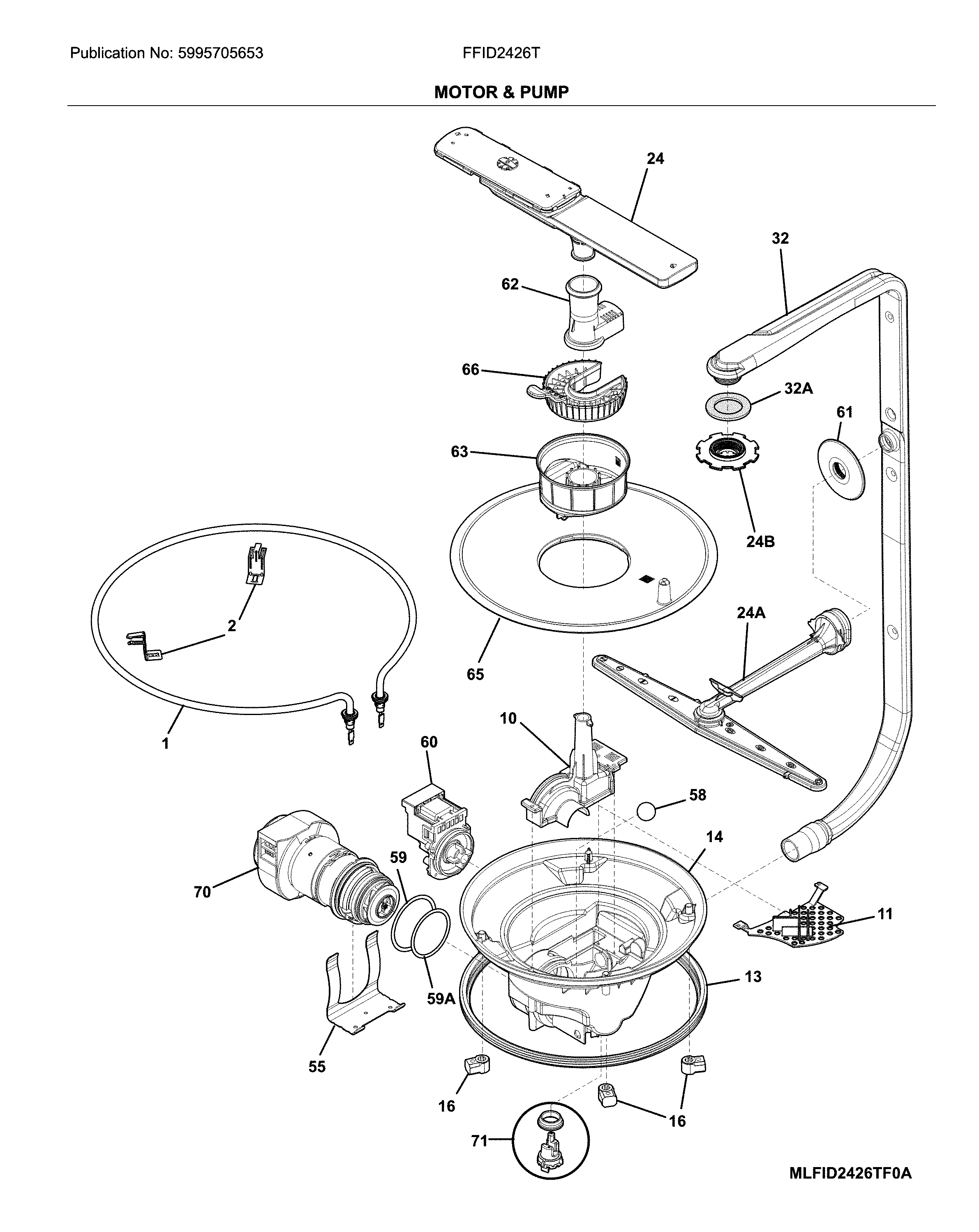 Frigidaire FFID2426TS2A motor & pump diagram