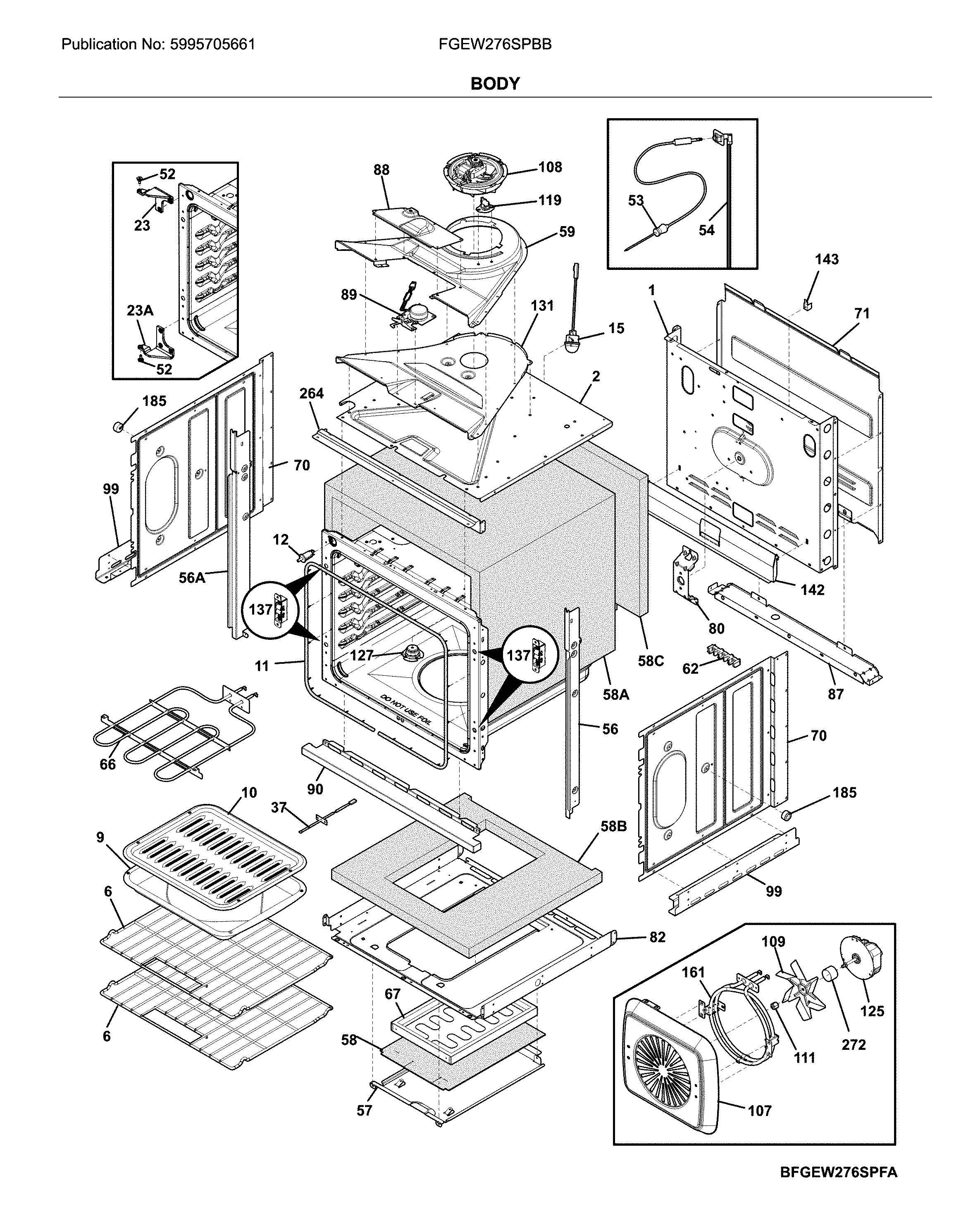 Frigidaire FGEW276SPBB body diagram