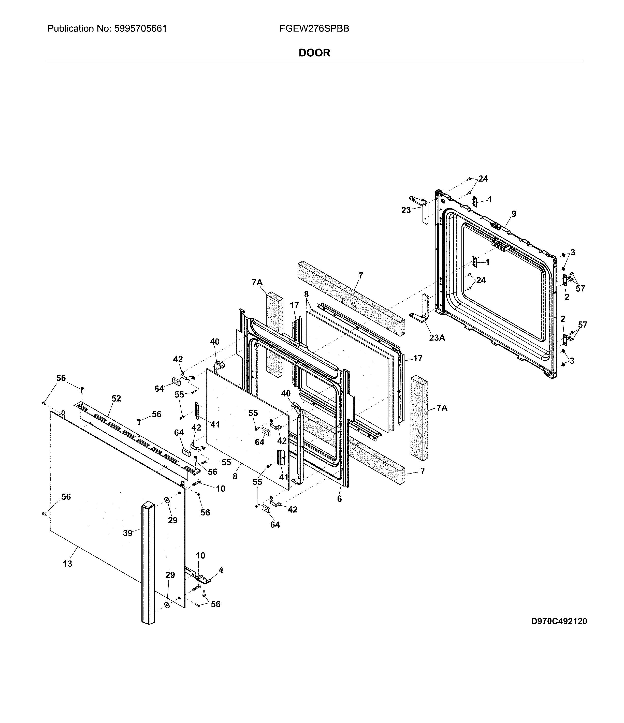 Frigidaire FGEW276SPBB door diagram
