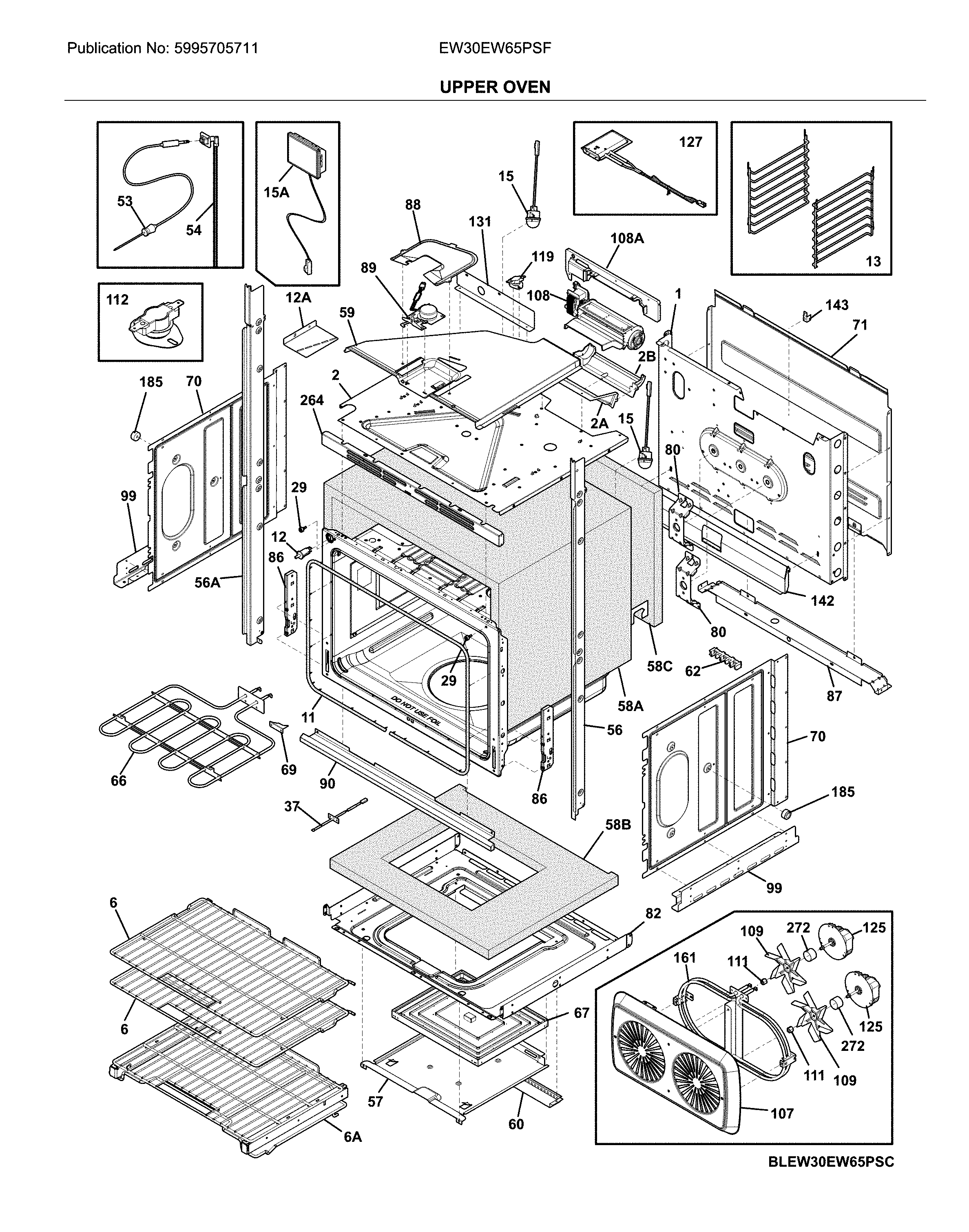 Electrolux EW30EW65PSF upper oven diagram