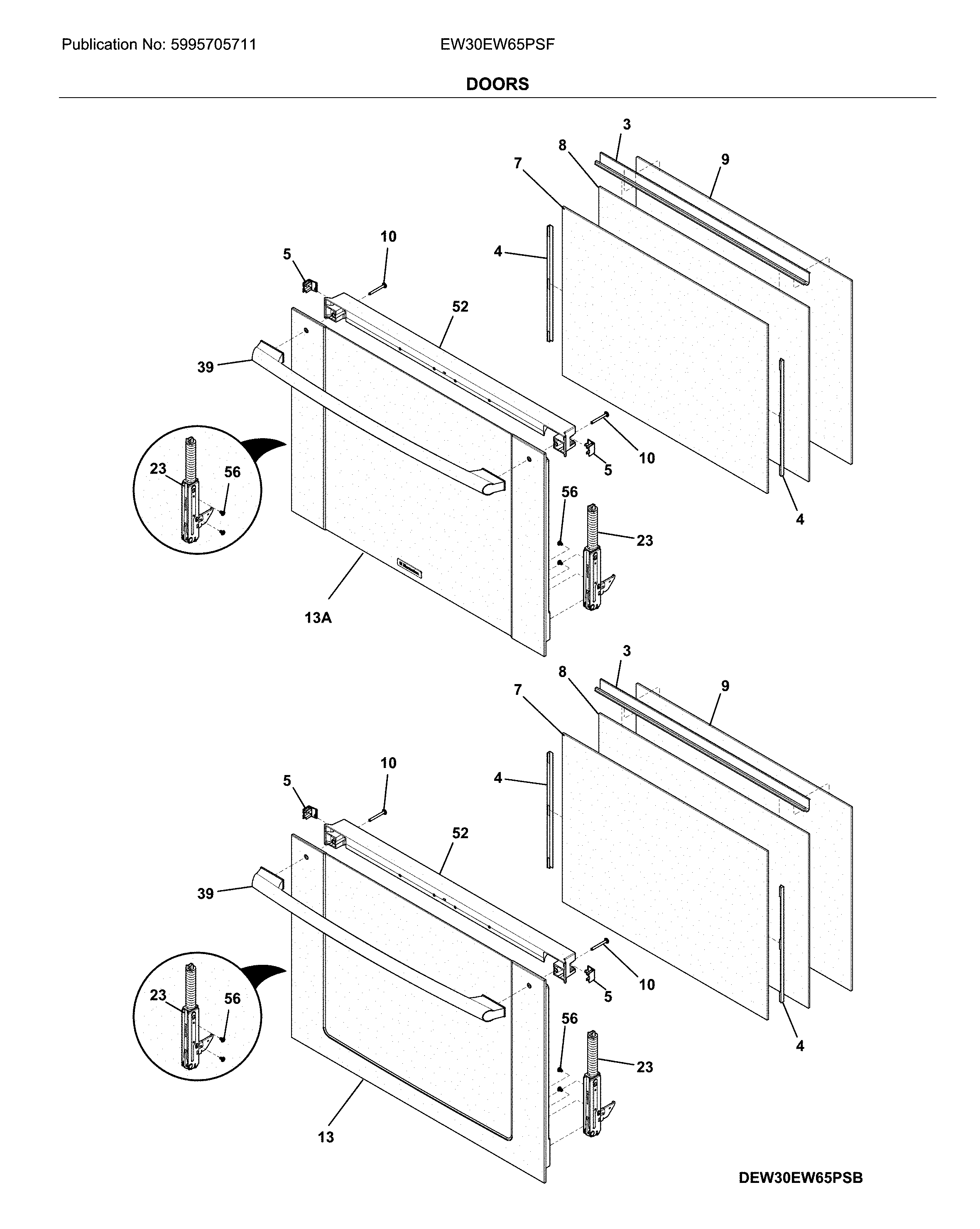 Electrolux EW30EW65PSF door diagram