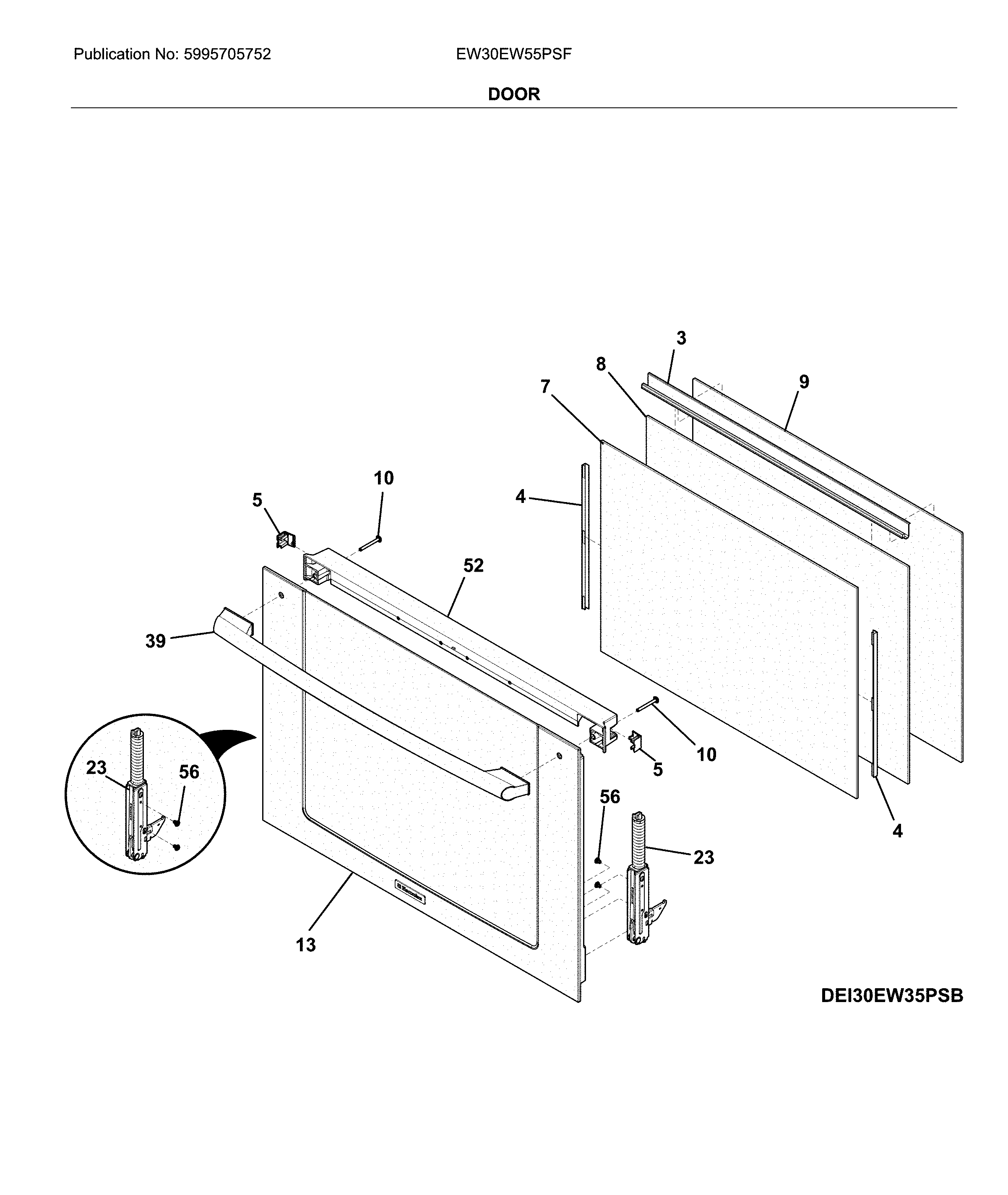 Electrolux EW30EW55PSF door diagram