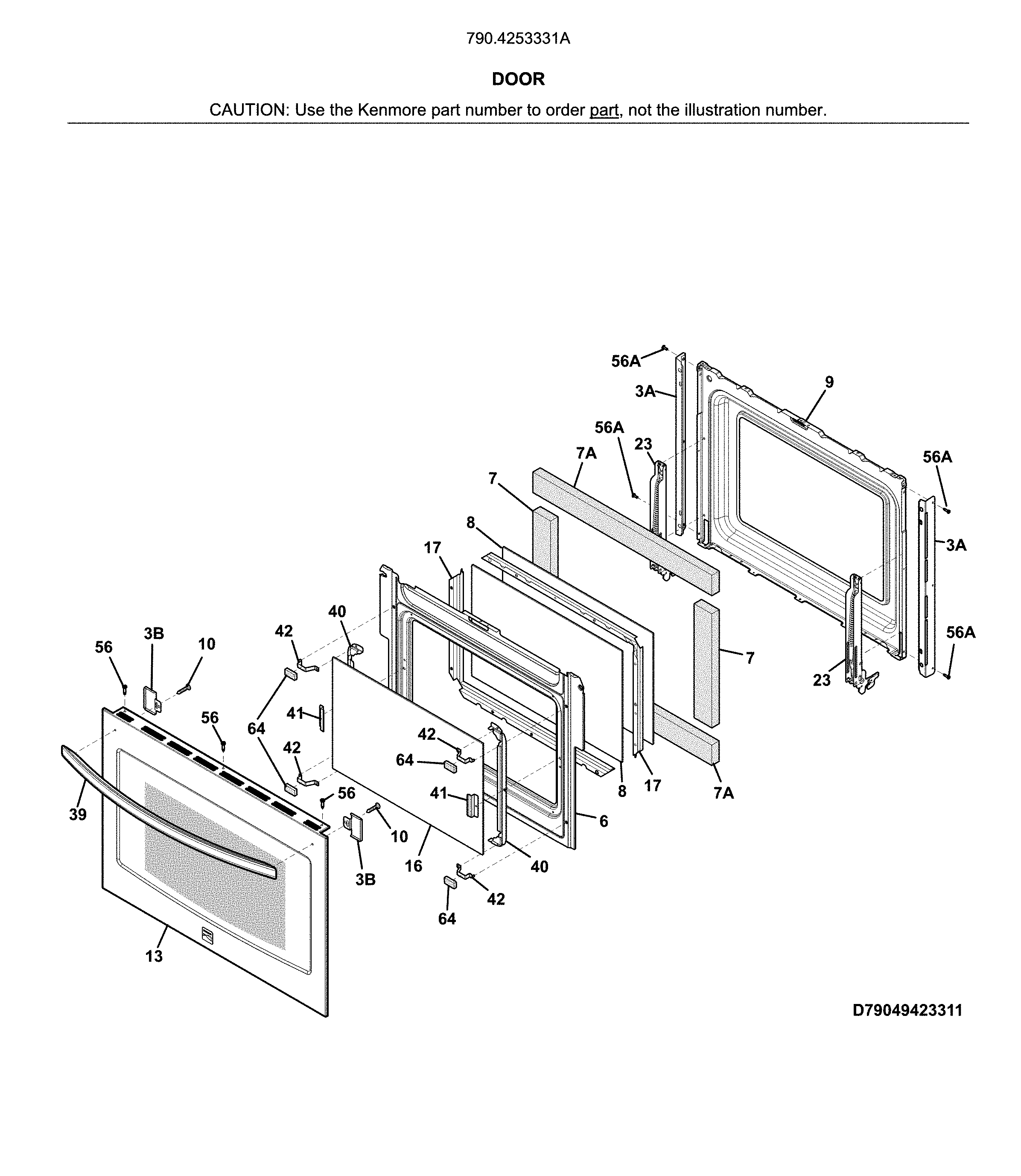 Kenmore 7904253331A door diagram