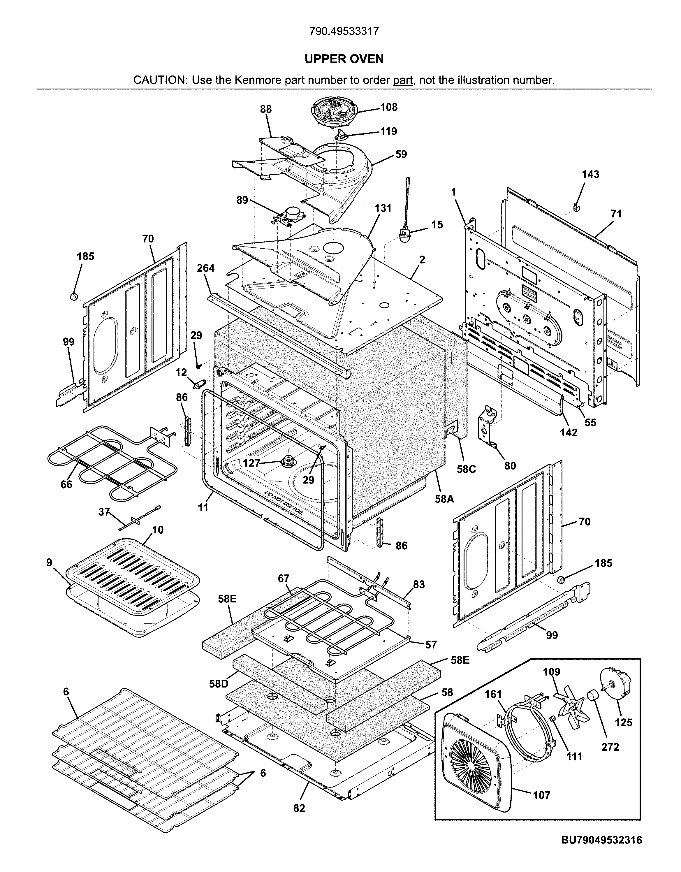 Kenmore 79049533317 upper oven diagram