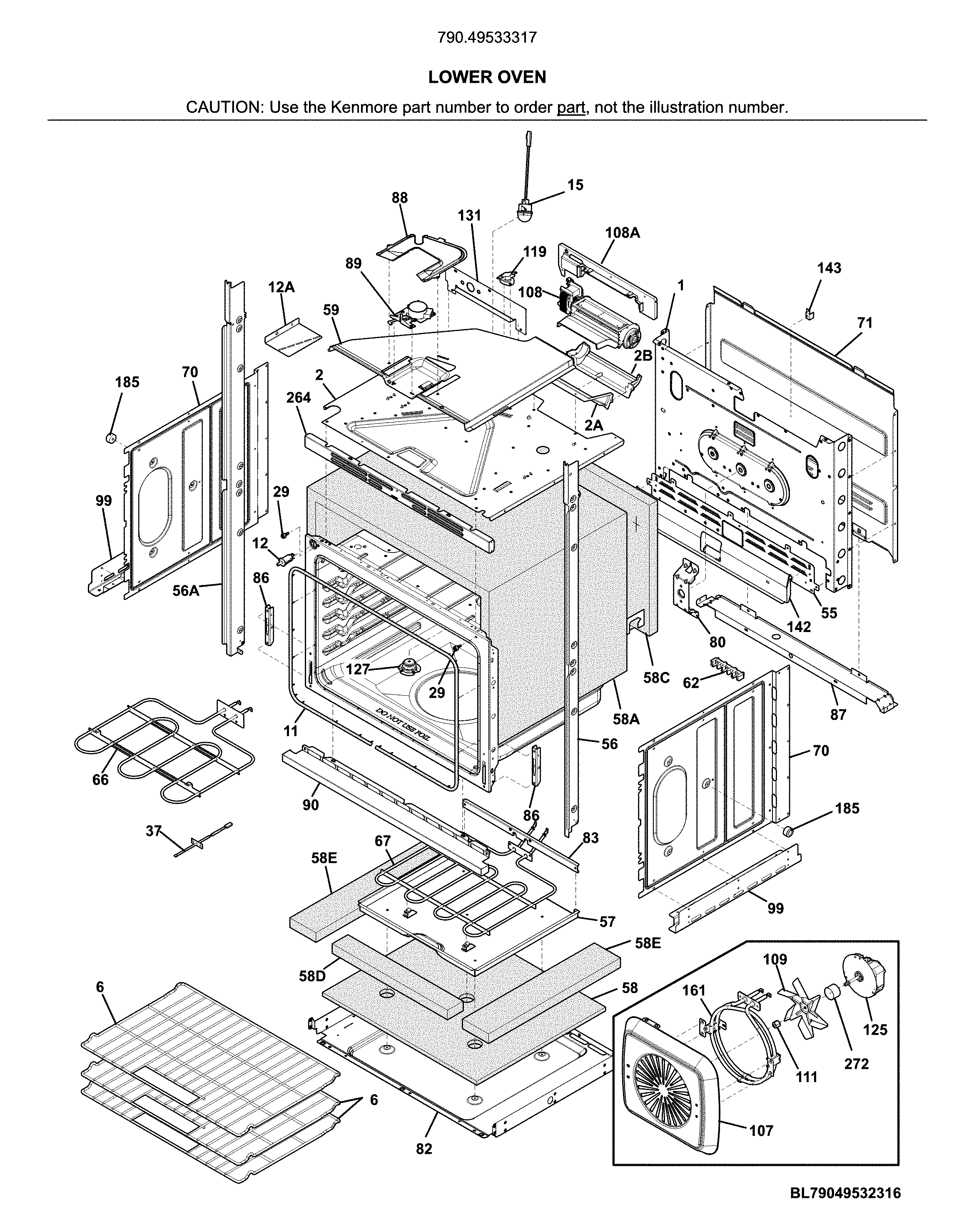 Kenmore 79049533317 lower oven diagram