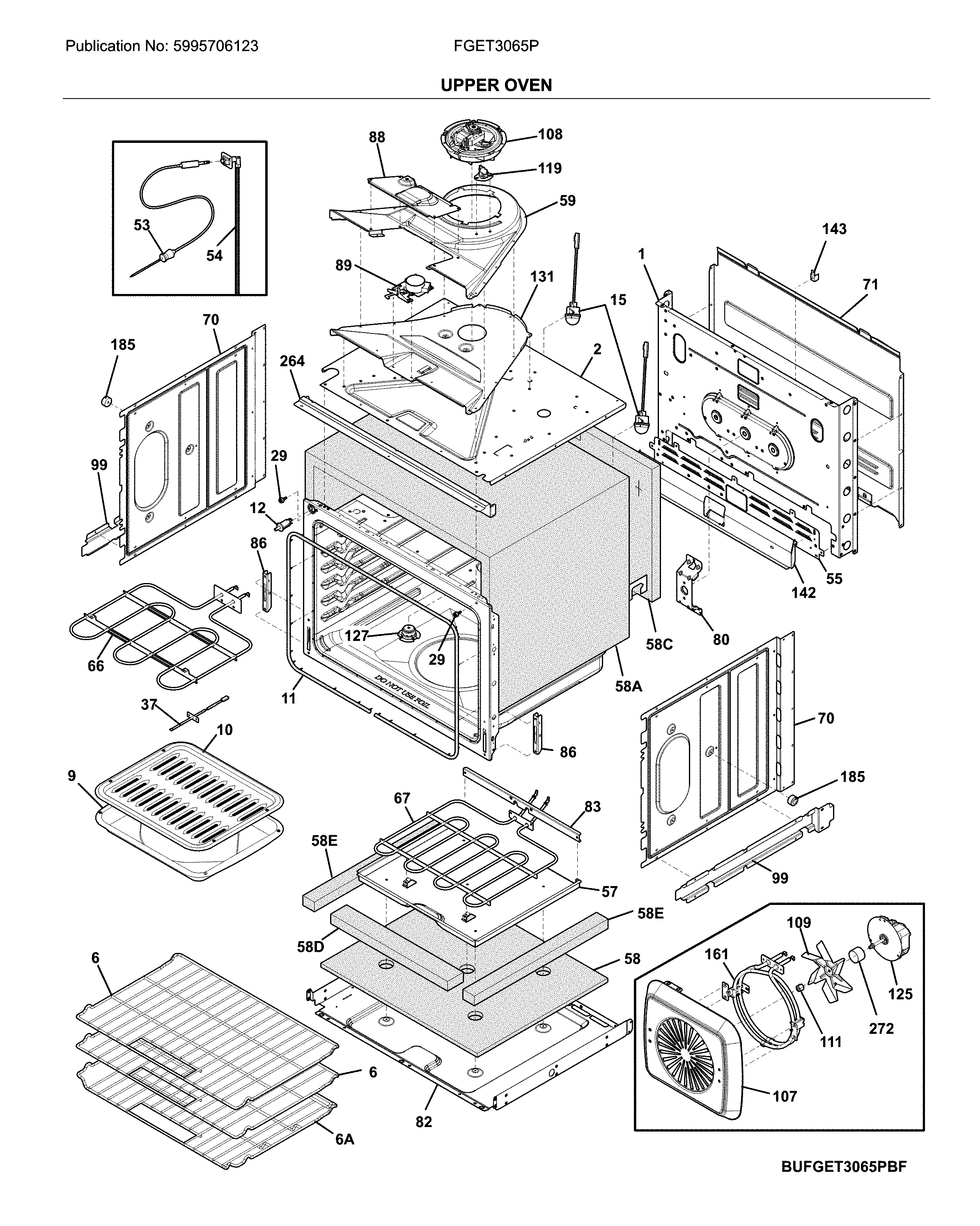Frigidaire FGET3065PBG upper oven diagram