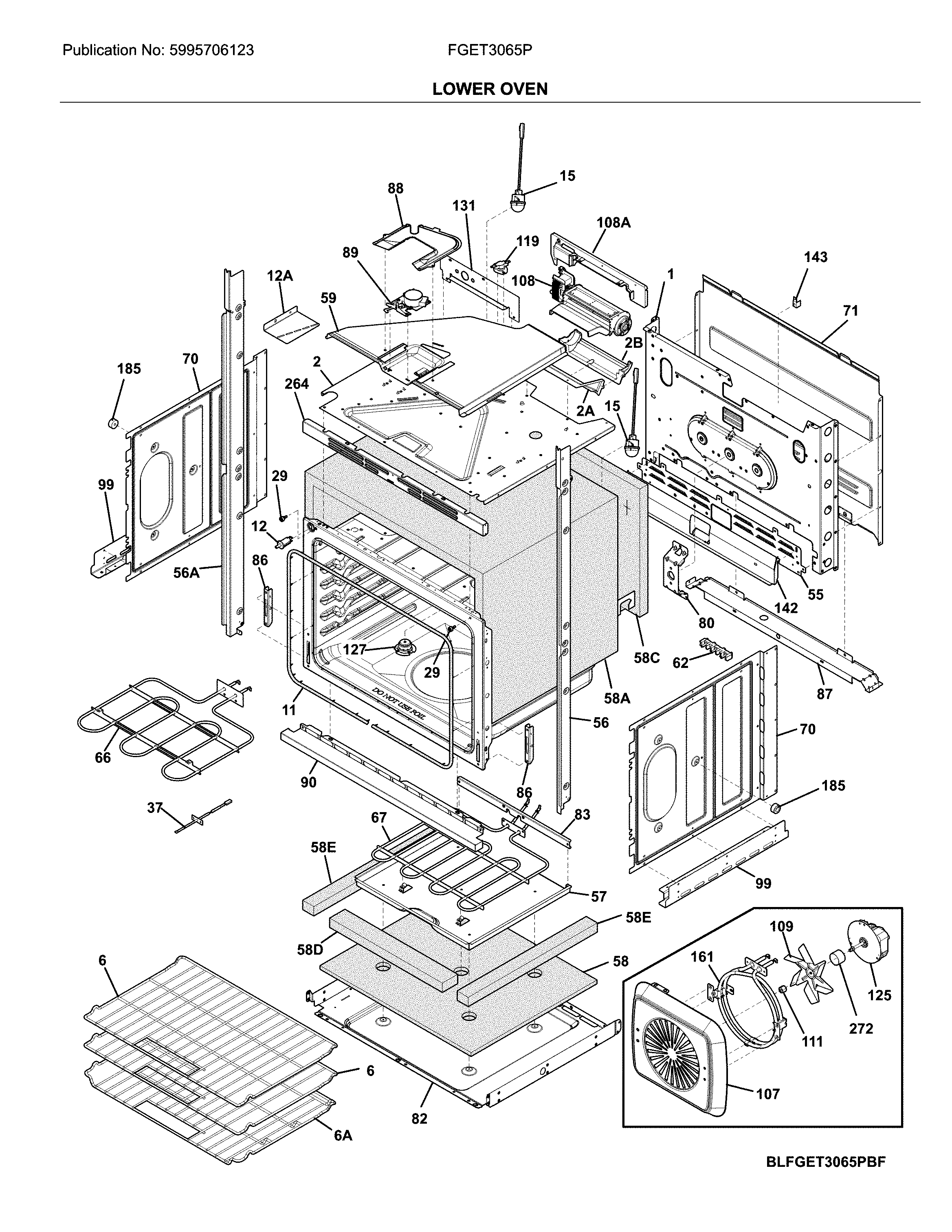 Frigidaire FGET3065PBG lower oven diagram
