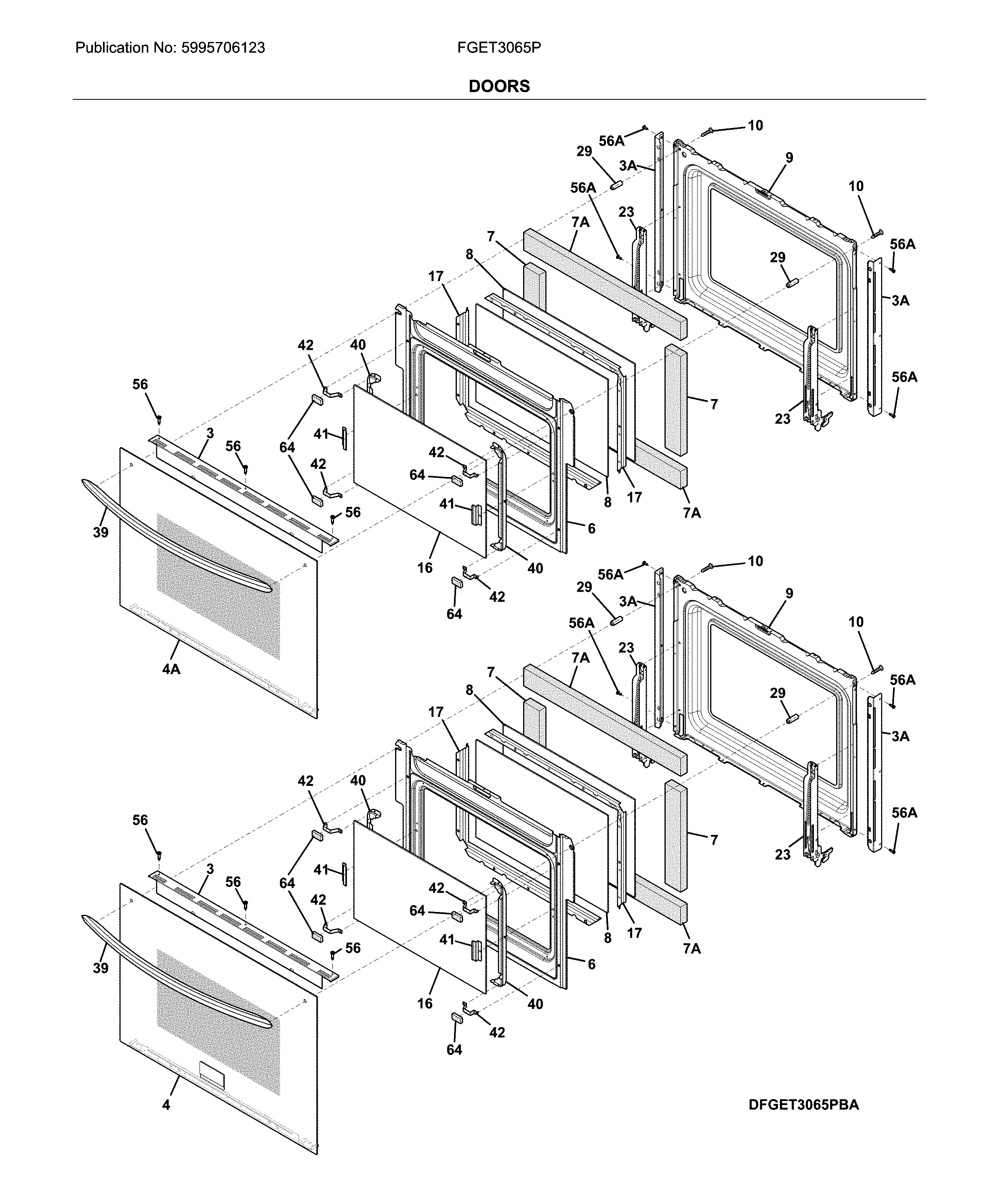 Frigidaire FGET3065PBG door diagram