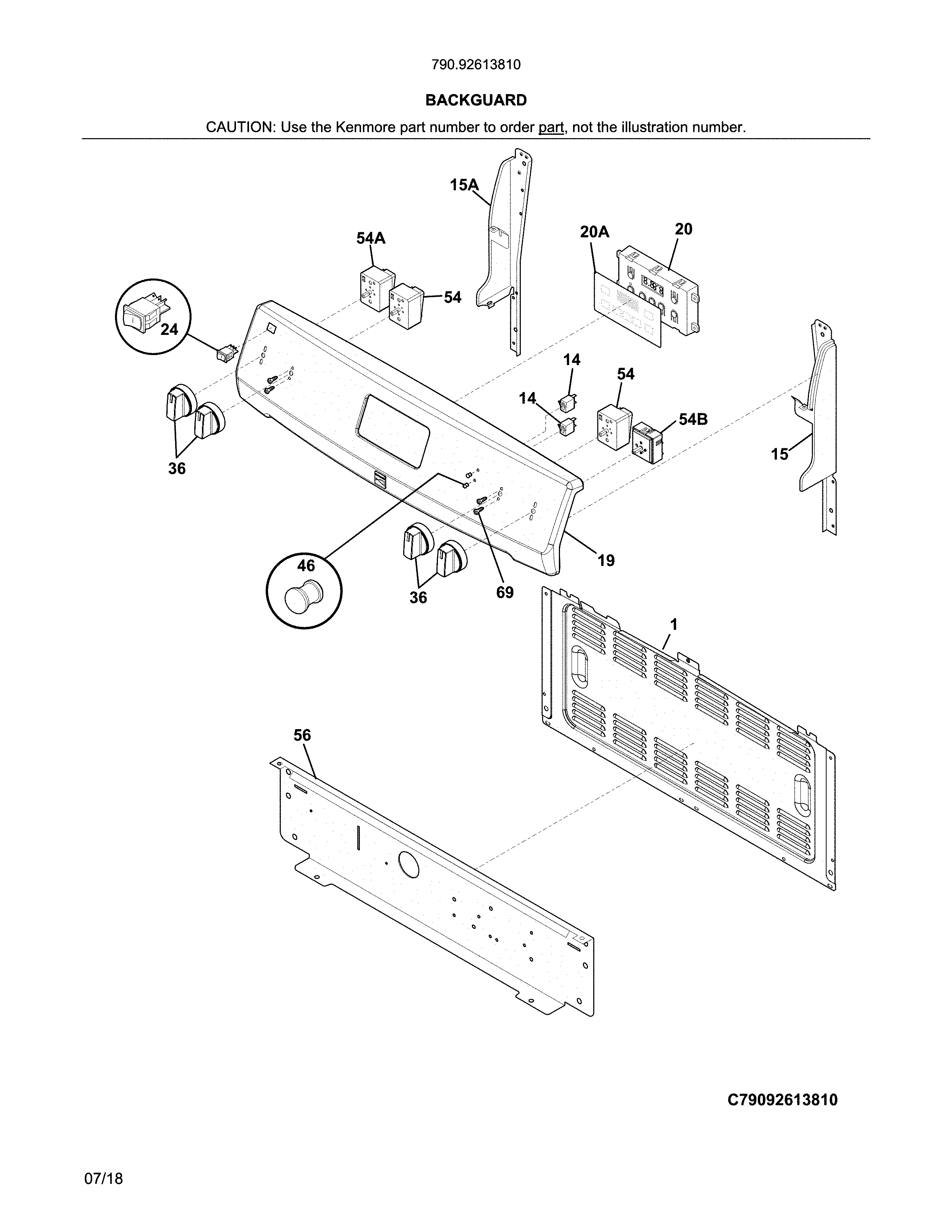 Kenmore 79092613810 backguard diagram