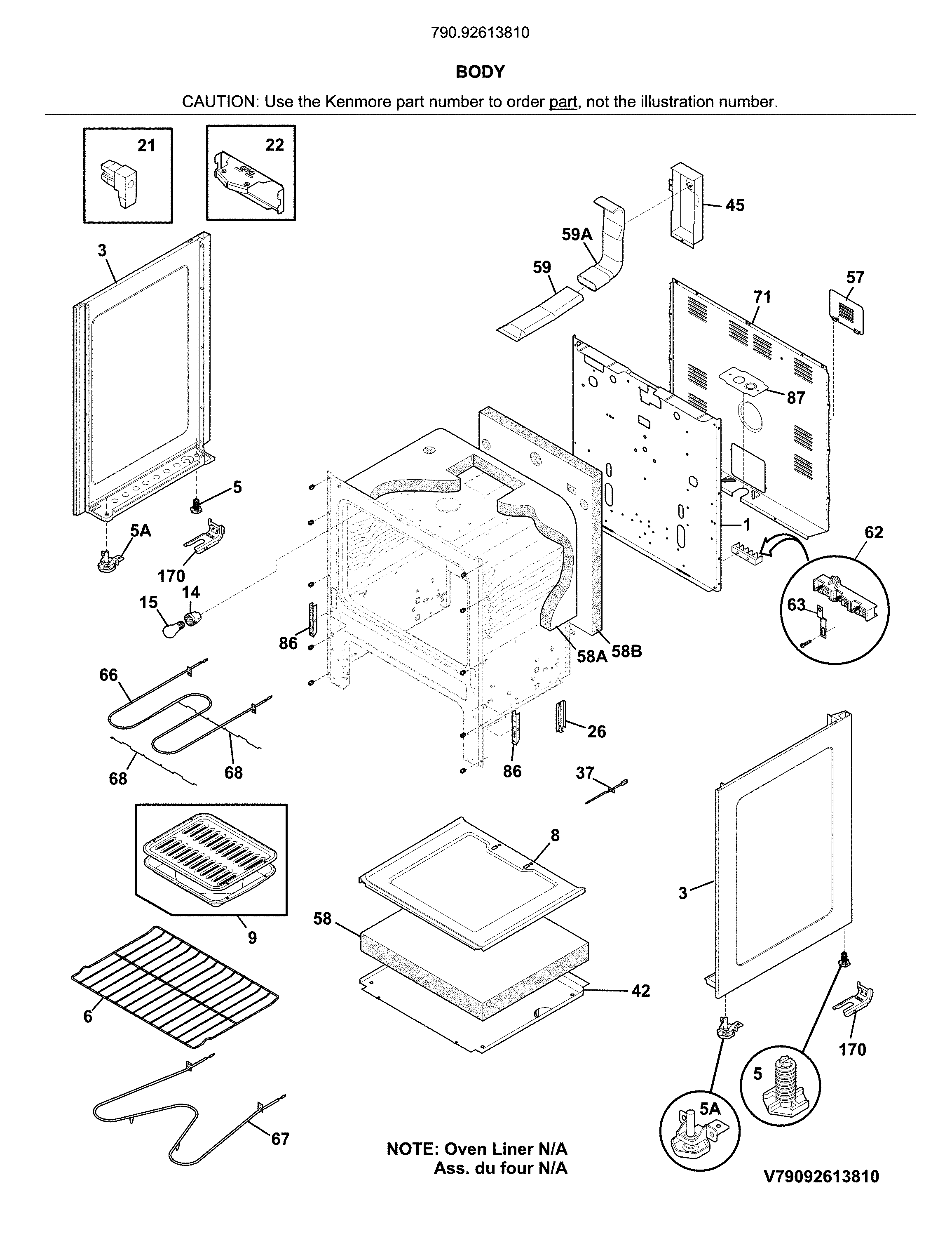 Kenmore 79092613810 body diagram
