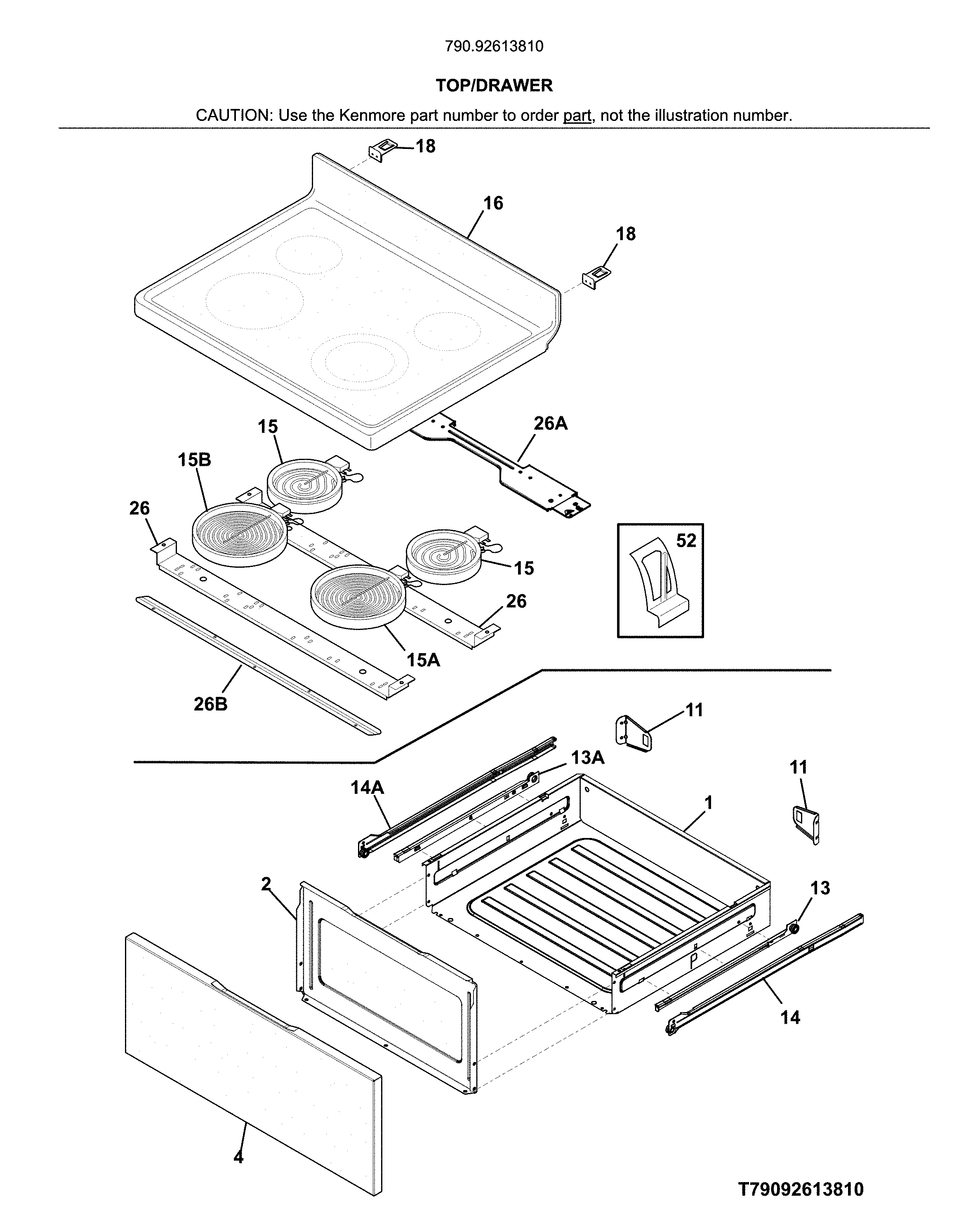 Kenmore 79092613810 top/drawer diagram