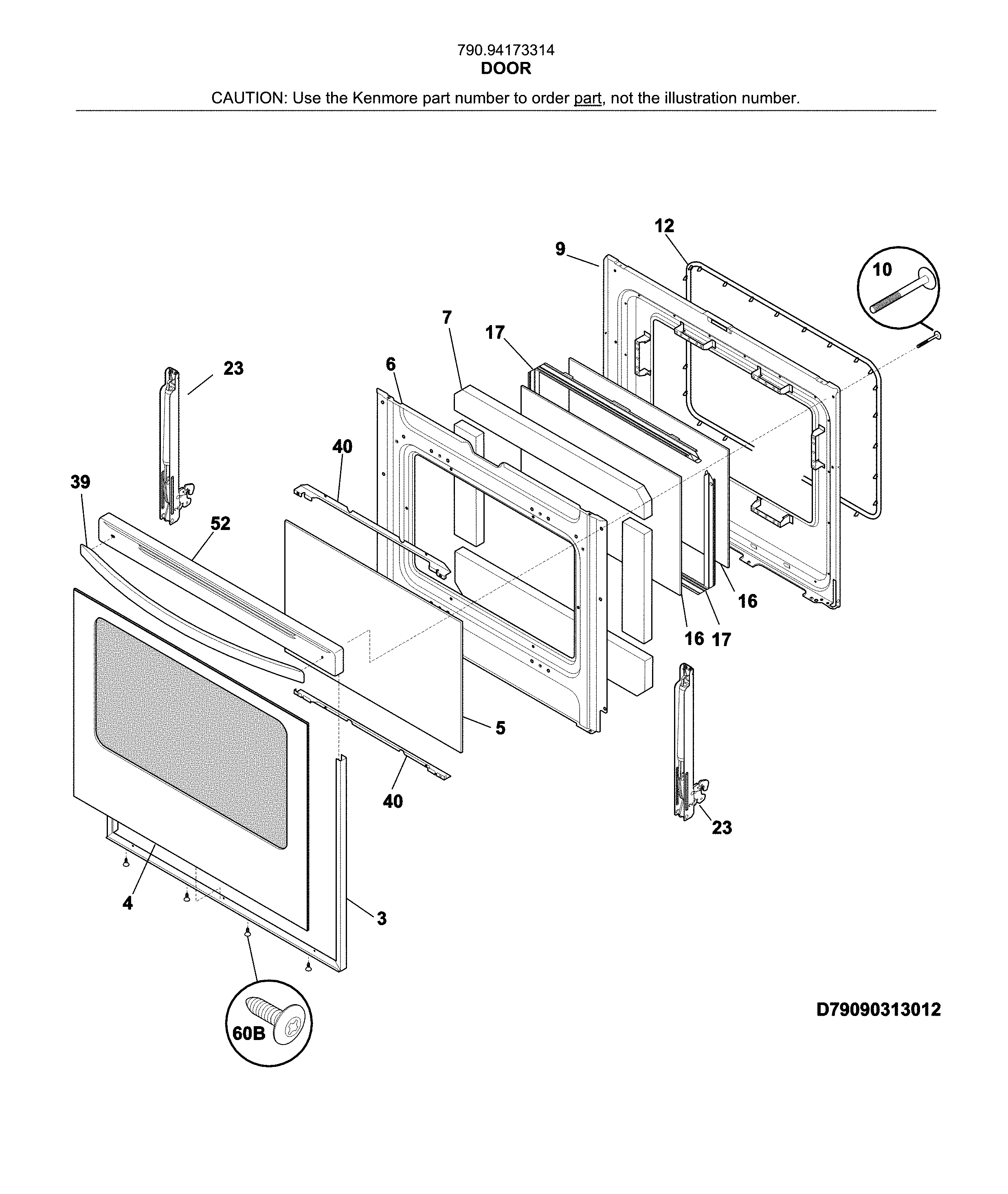 Kenmore 79094173314 door diagram