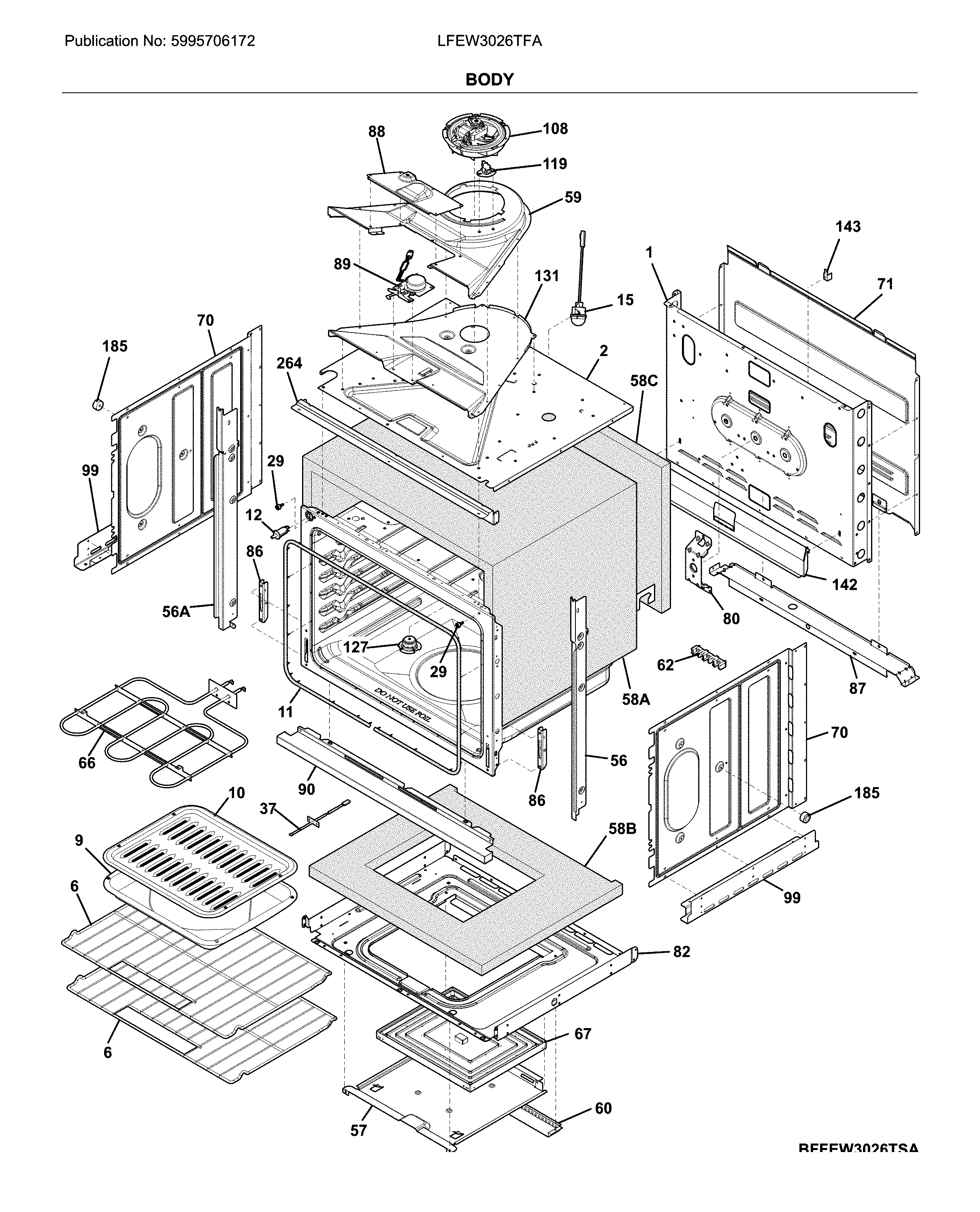 Frigidaire LFEW3026TFA body diagram