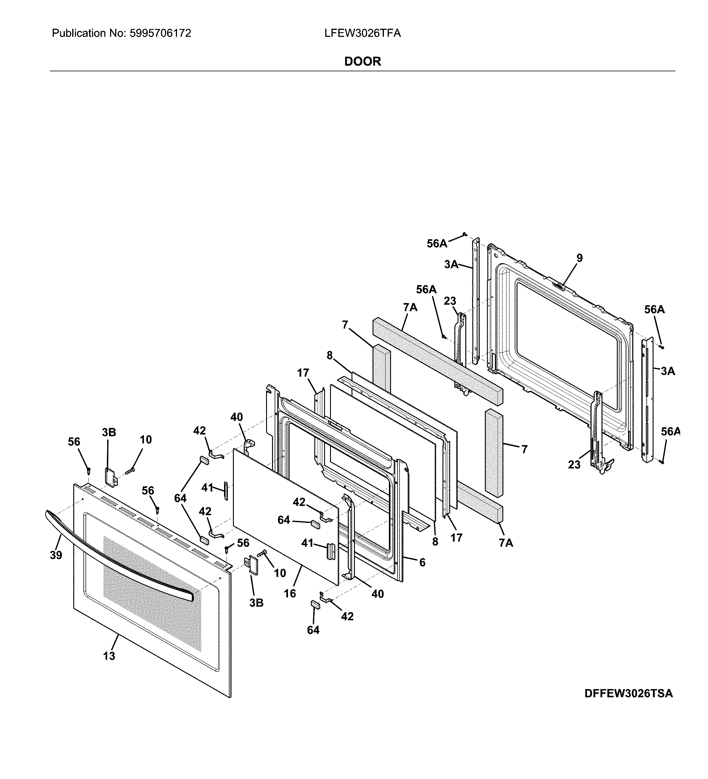 Frigidaire LFEW3026TFA door diagram
