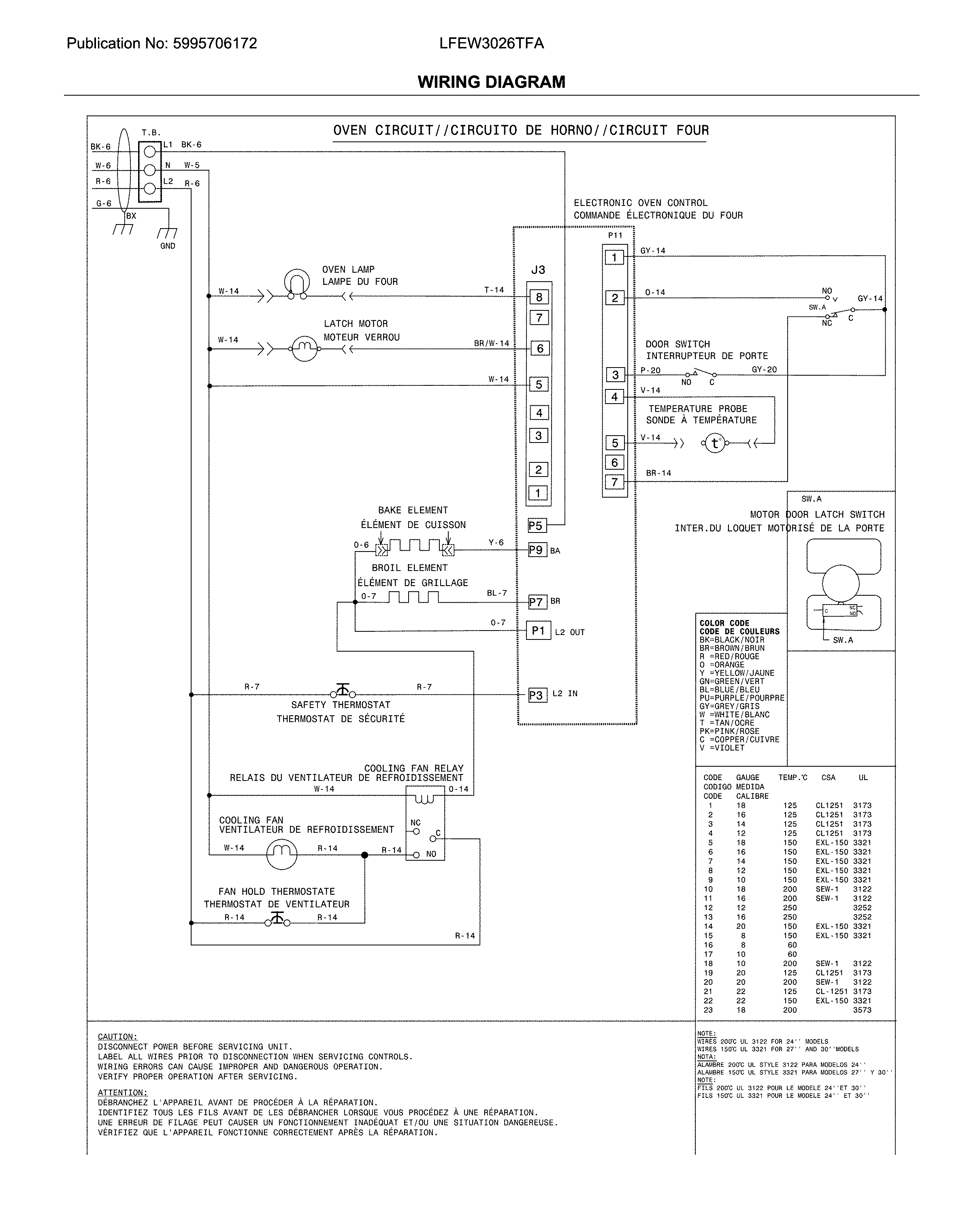 Frigidaire LFEW3026TFA wiring diagram diagram
