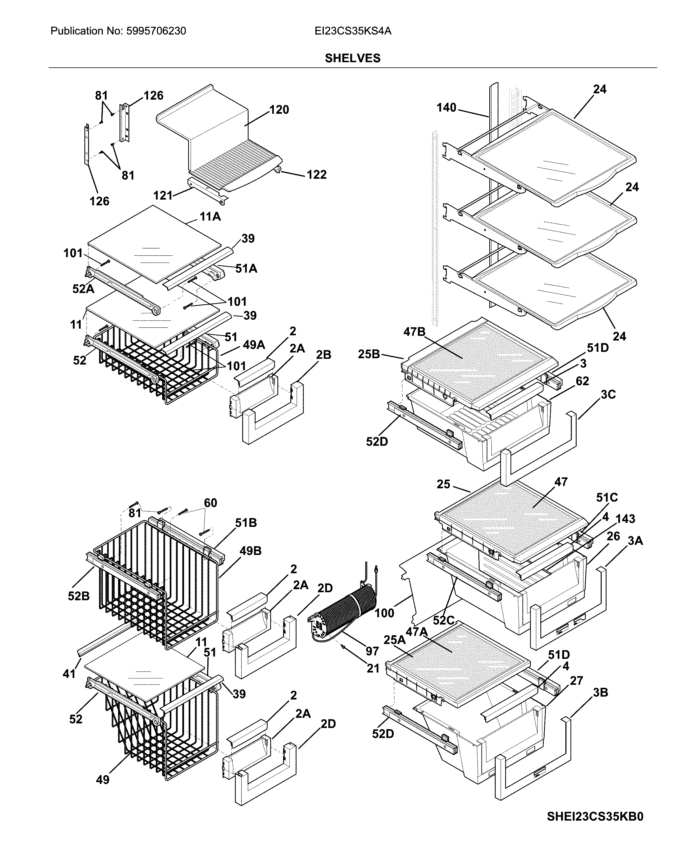 Electrolux EI23CS35KS4A shelves diagram