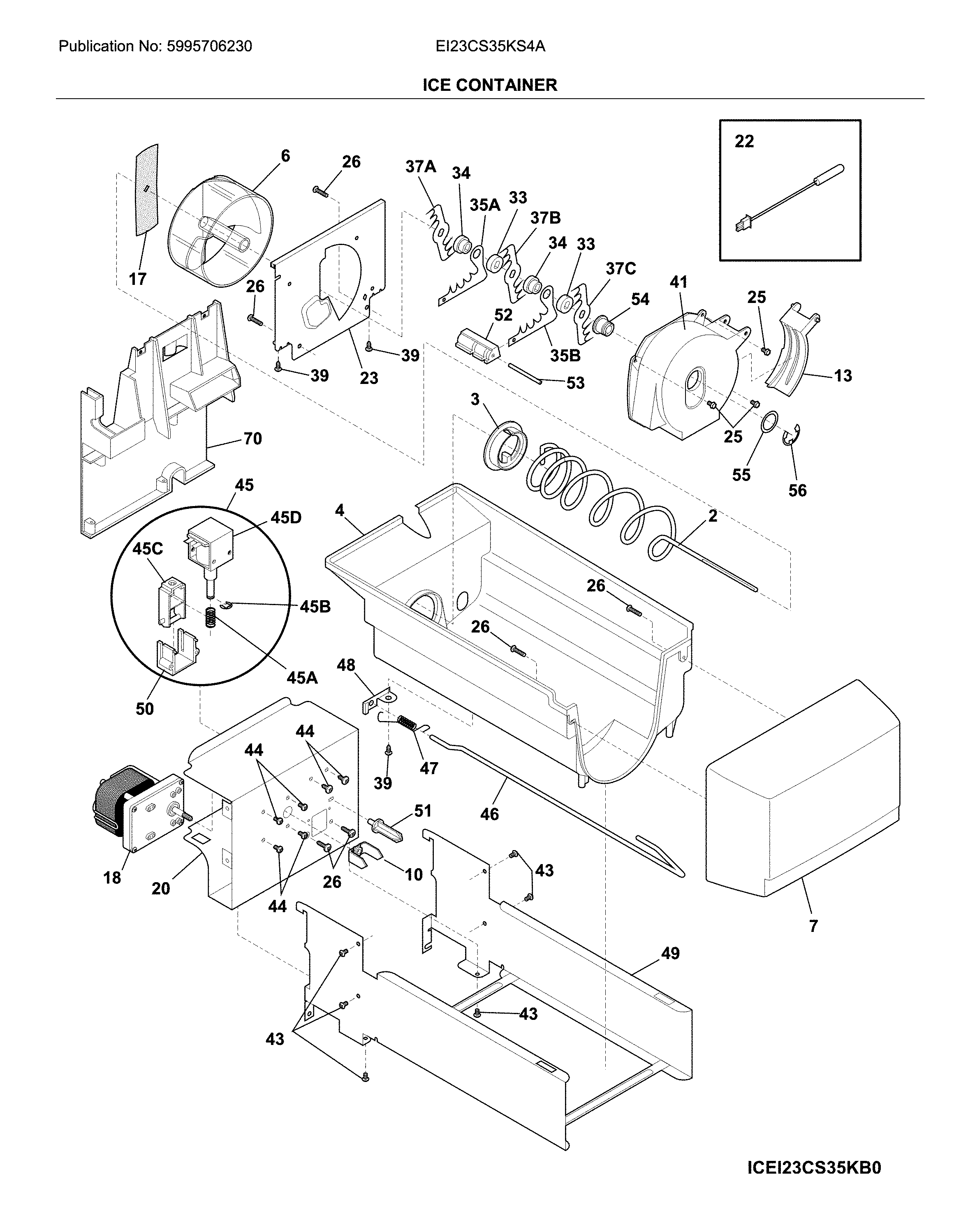 Electrolux EI23CS35KS4A ice container diagram
