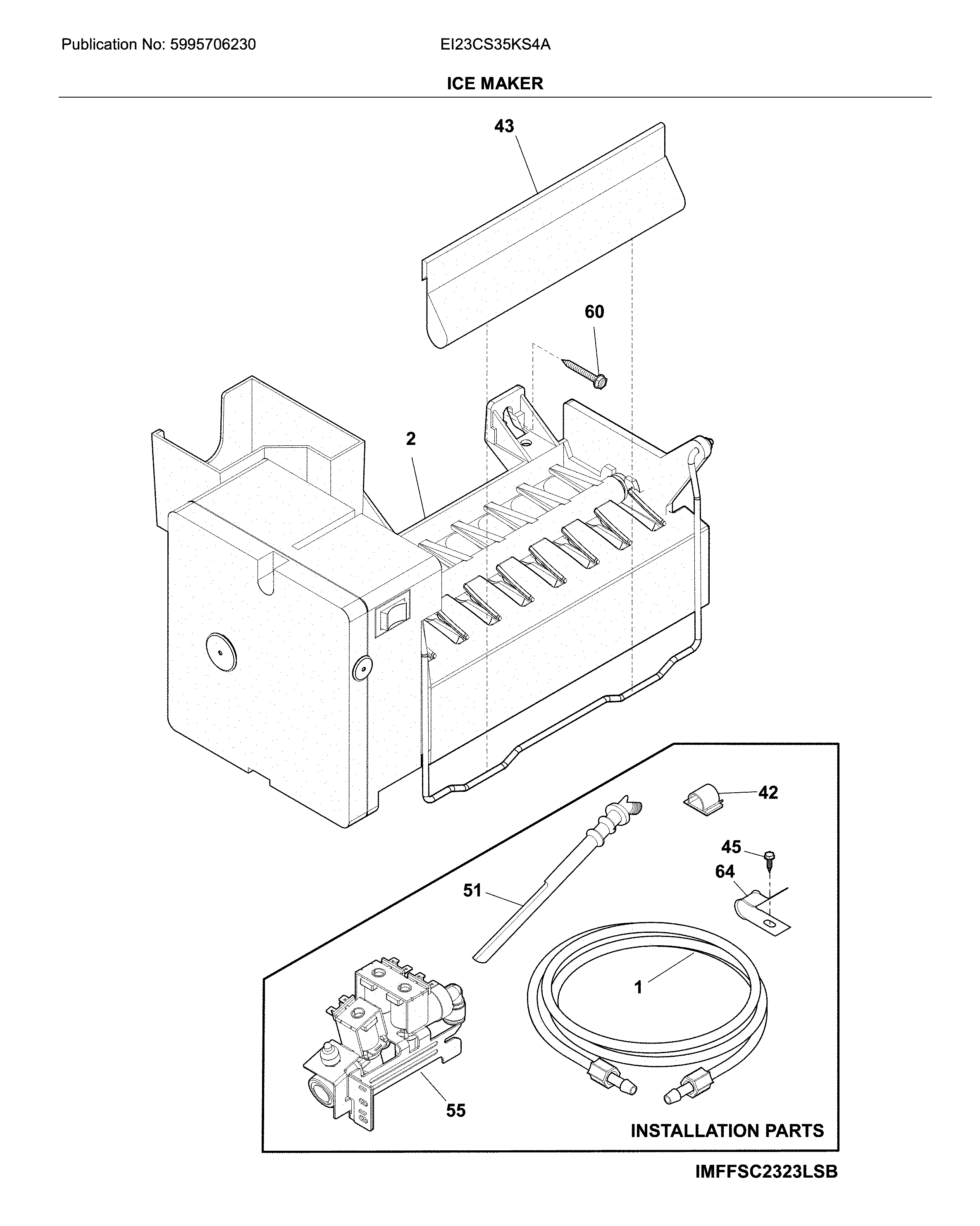 Electrolux EI23CS35KS4A ice maker diagram
