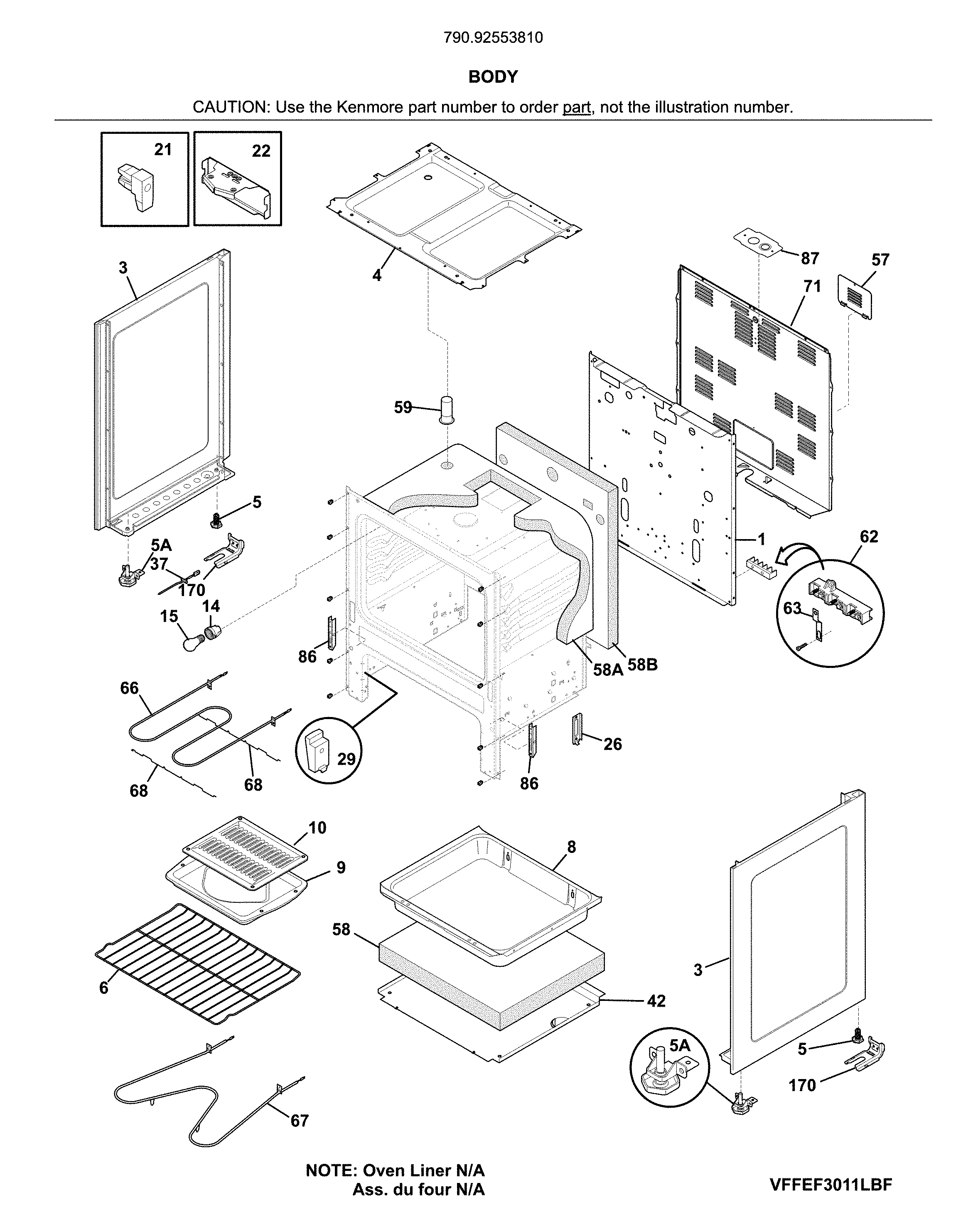 Kenmore 79092553810 body diagram