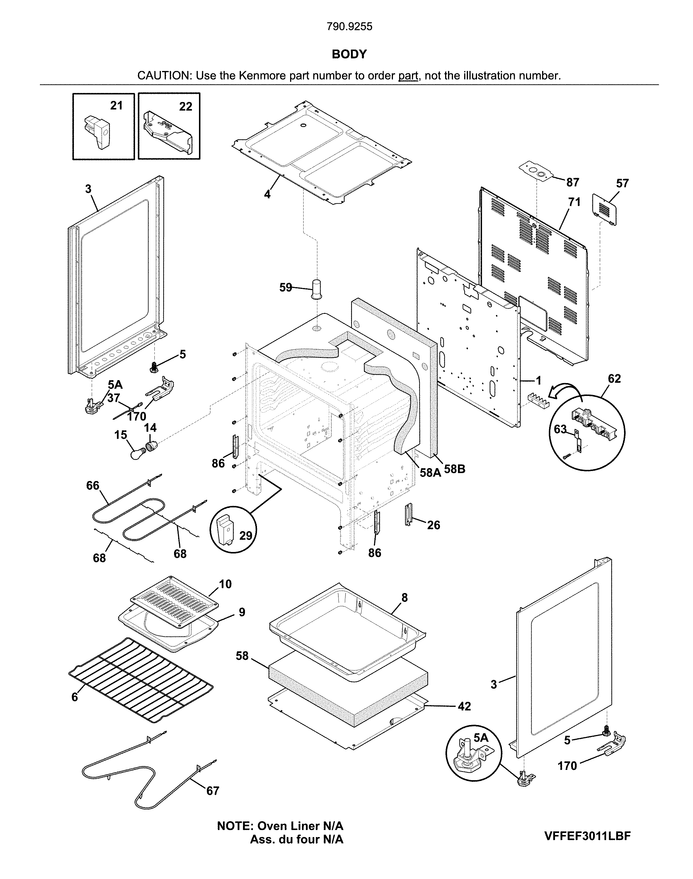Kenmore 79092559810 body diagram