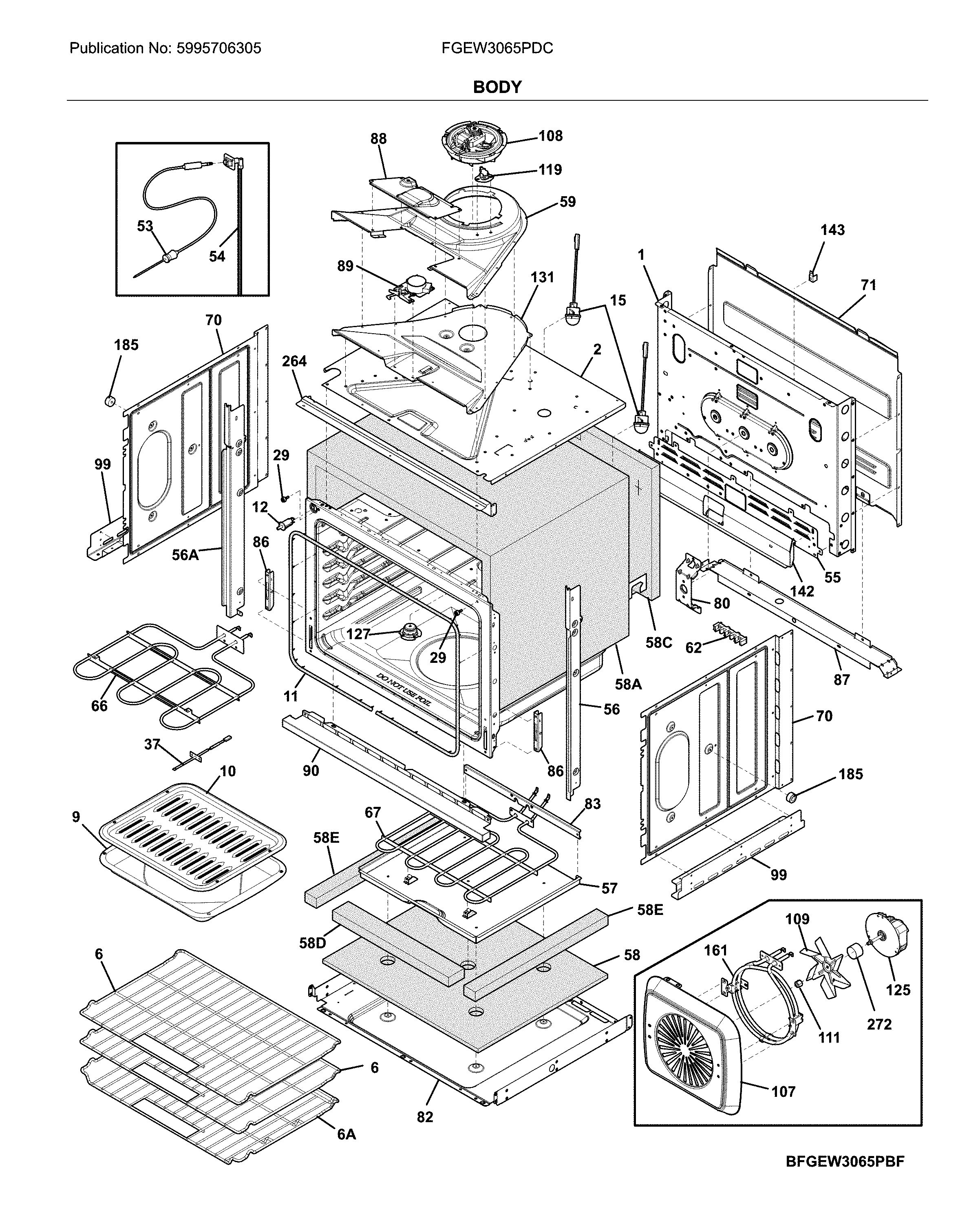 Frigidaire FGEW3065PDC body diagram
