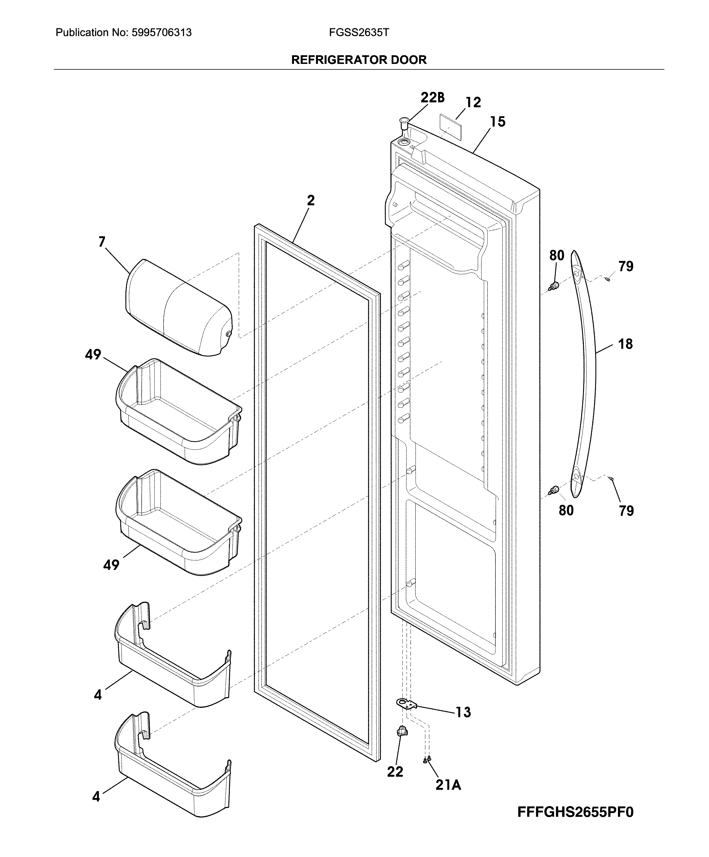 Frigidaire FGSS2635TP0 refrigerator door diagram