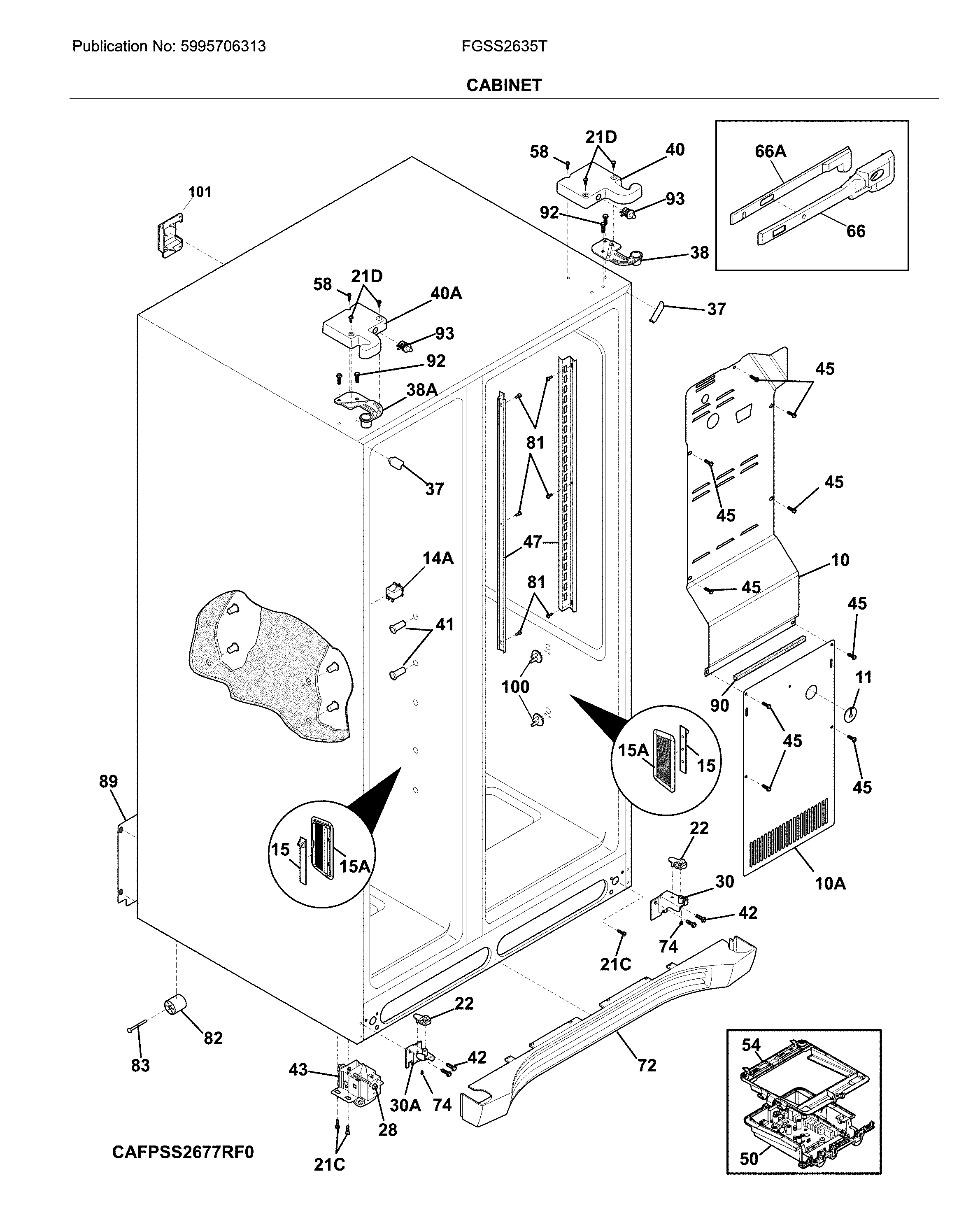 Frigidaire FGSS2635TP0 cabinet diagram
