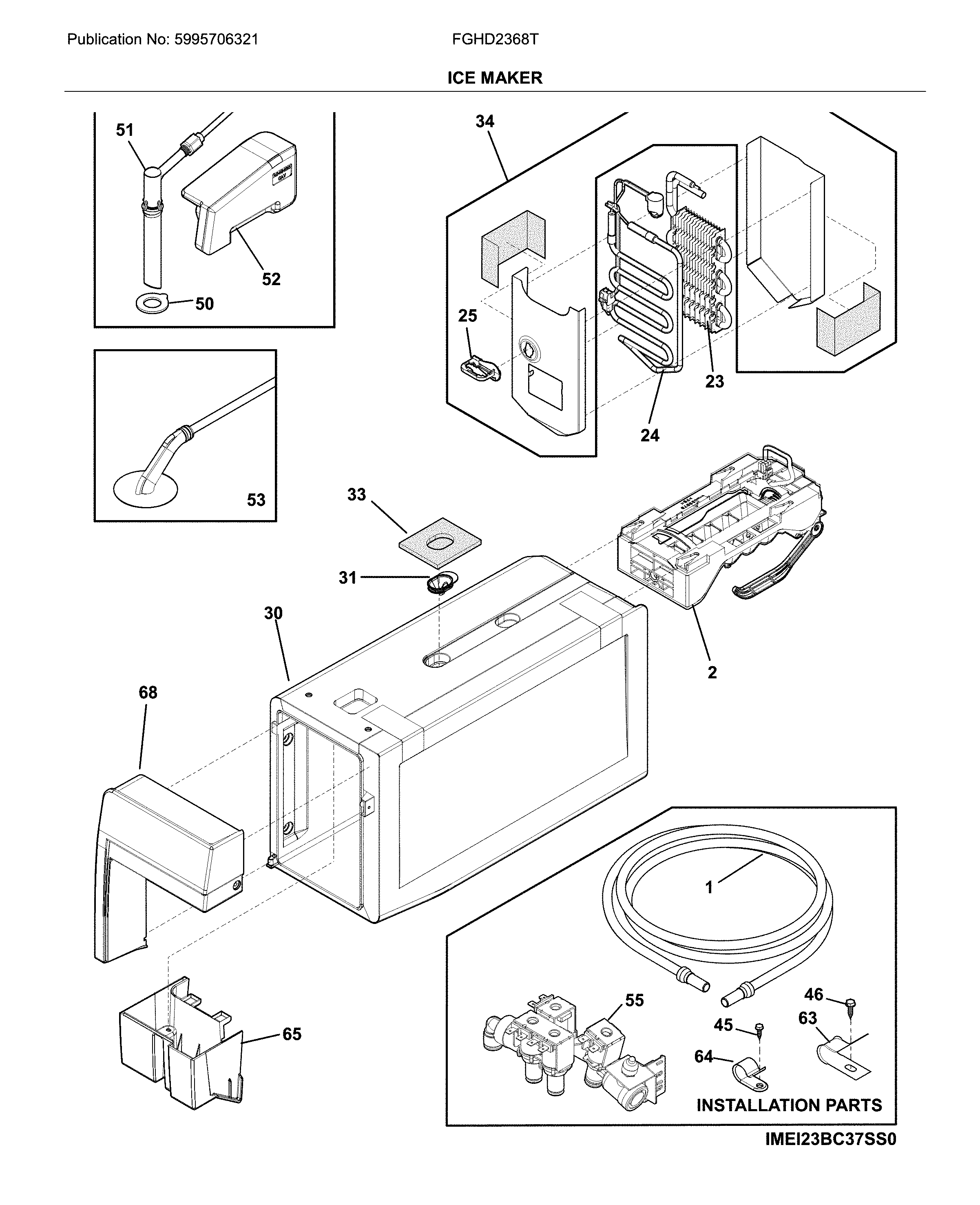 Frigidaire FGHD2368TF3 ice maker diagram