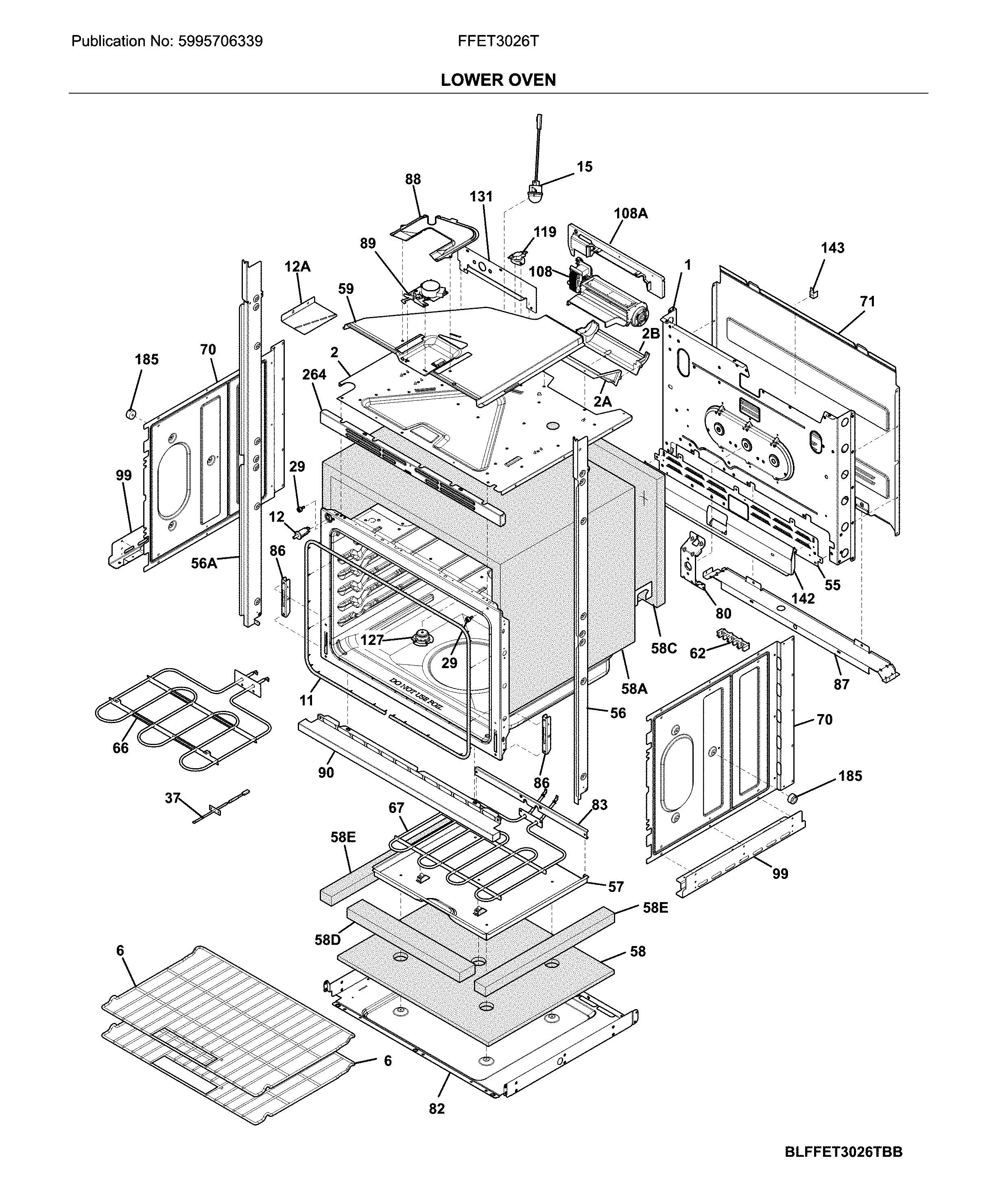Frigidaire FFET3026TWC lower oven diagram