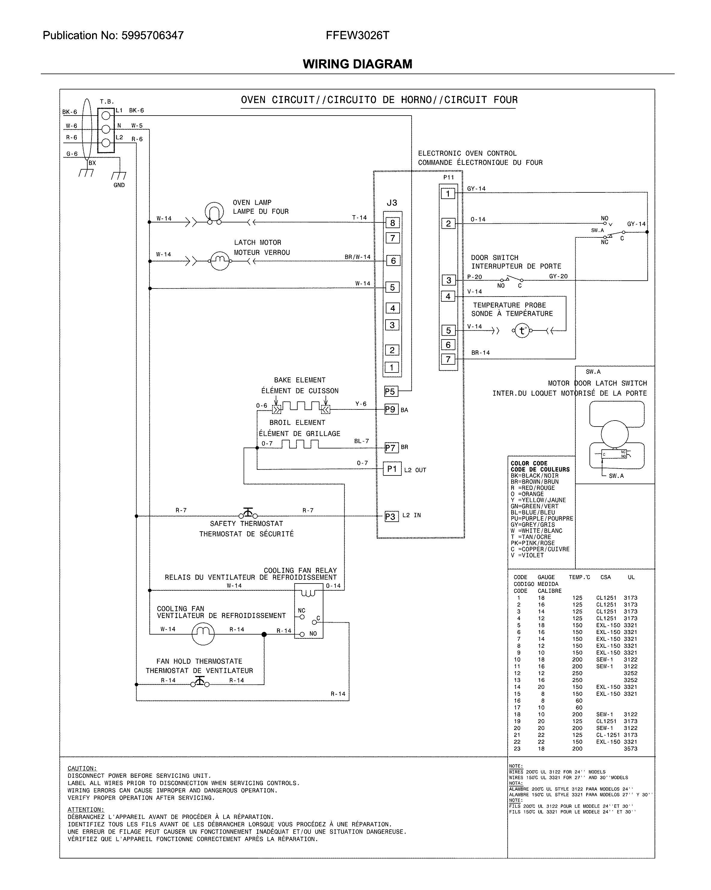 Frigidaire FFEW3026TBC wiring diagram diagram