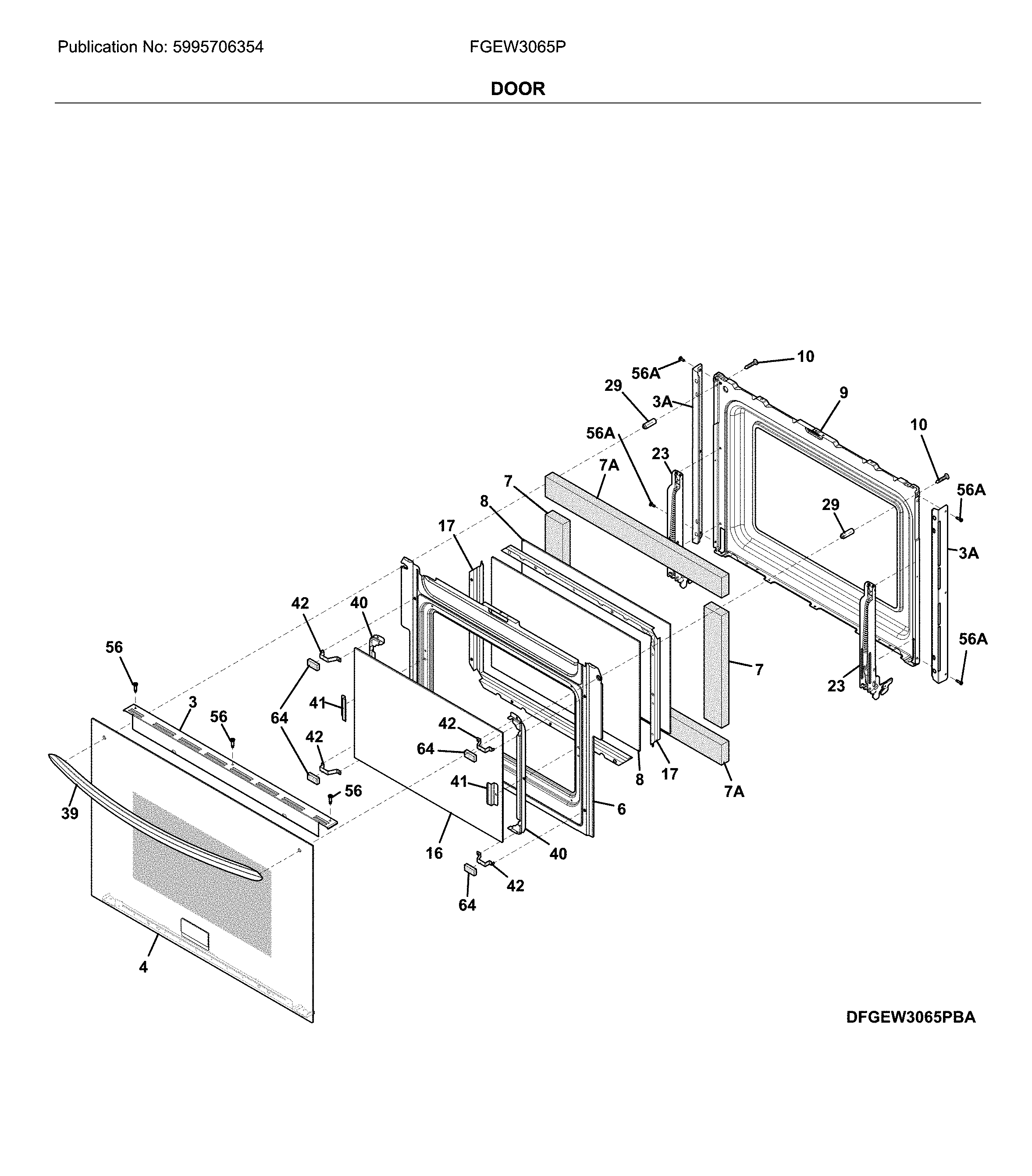 Frigidaire FGEW3065PWG door diagram