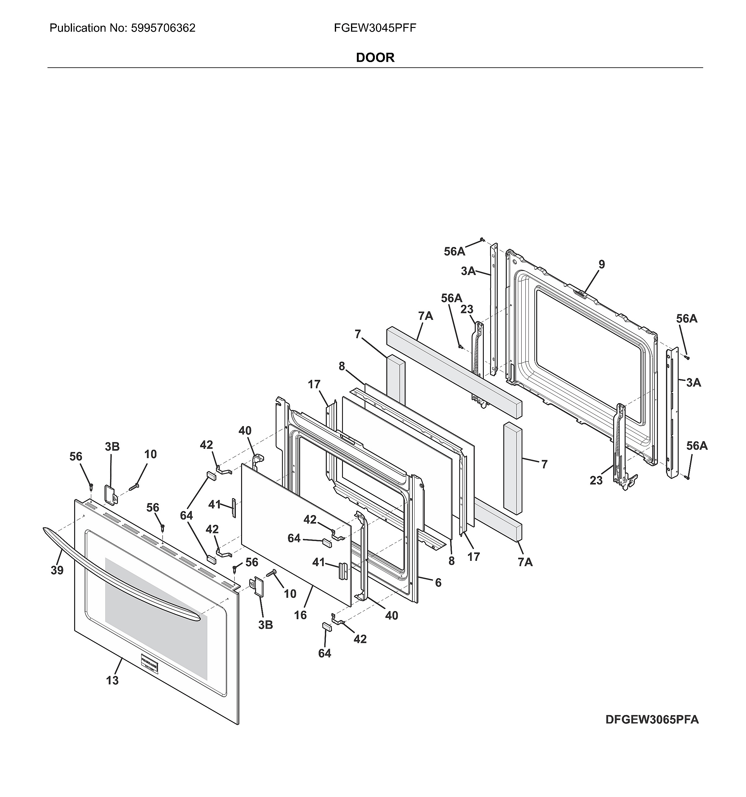 Frigidaire FGEW3045PFF door diagram
