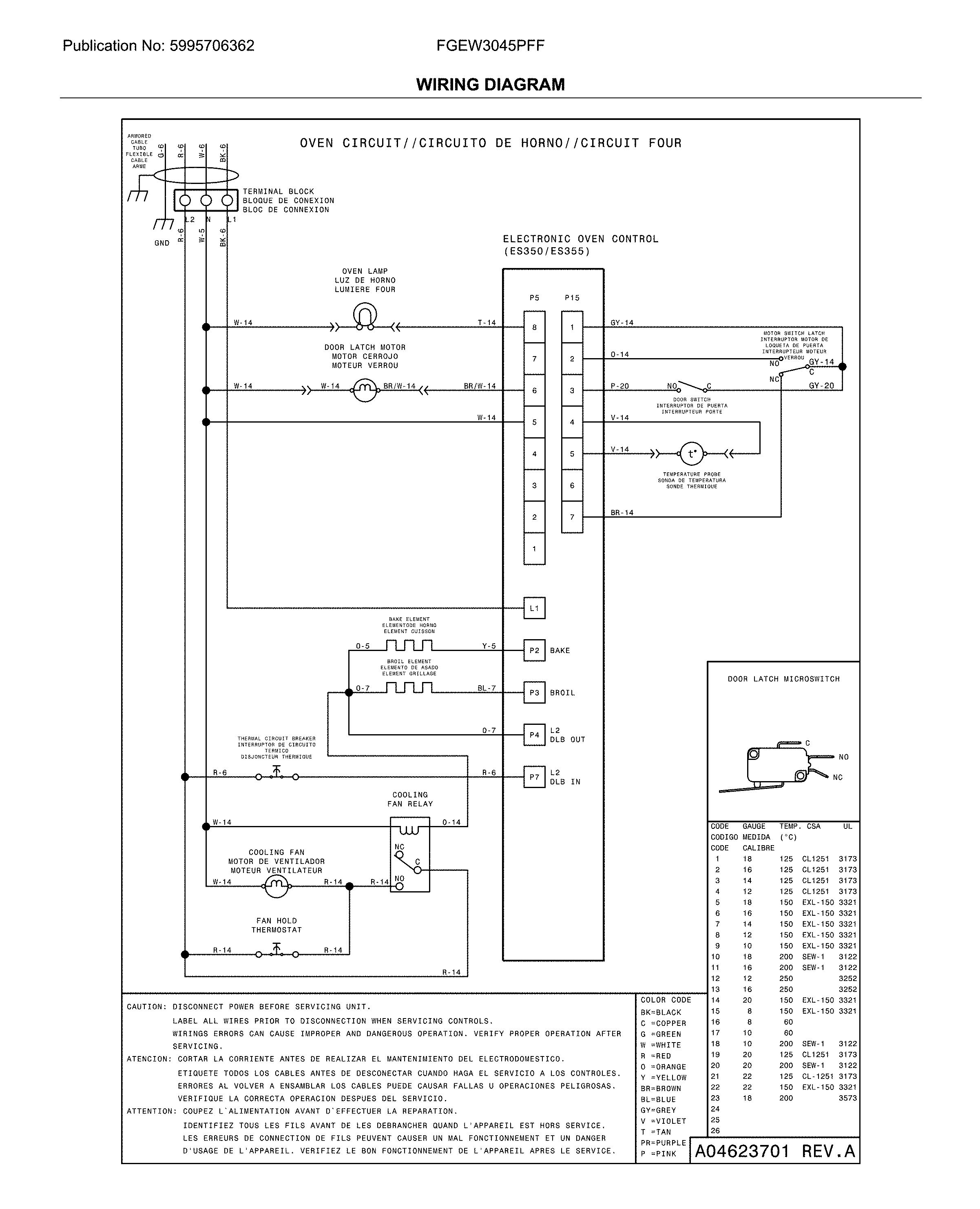 Frigidaire FGEW3045PFF wiring diagram diagram