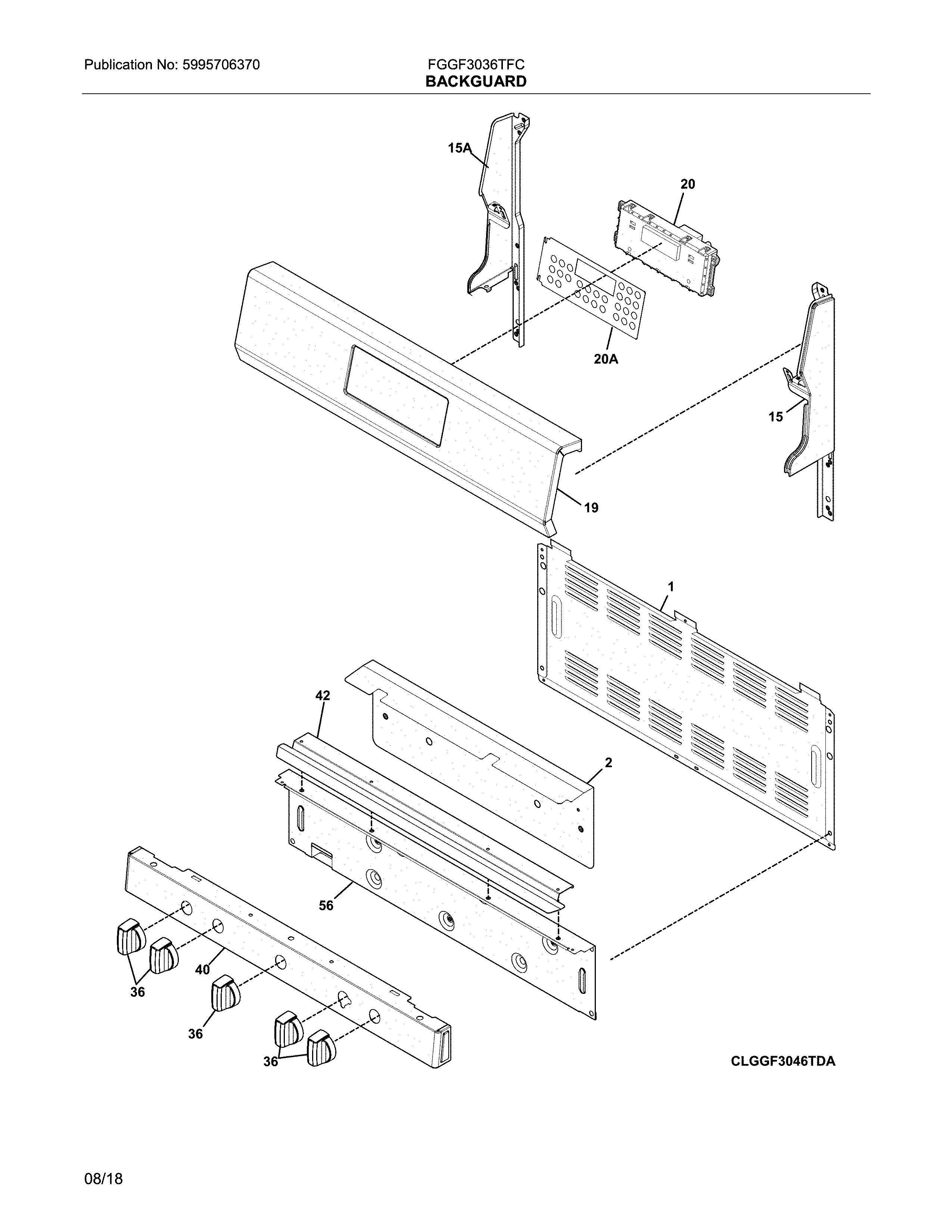 Frigidaire FGGF3036TFC backguard diagram