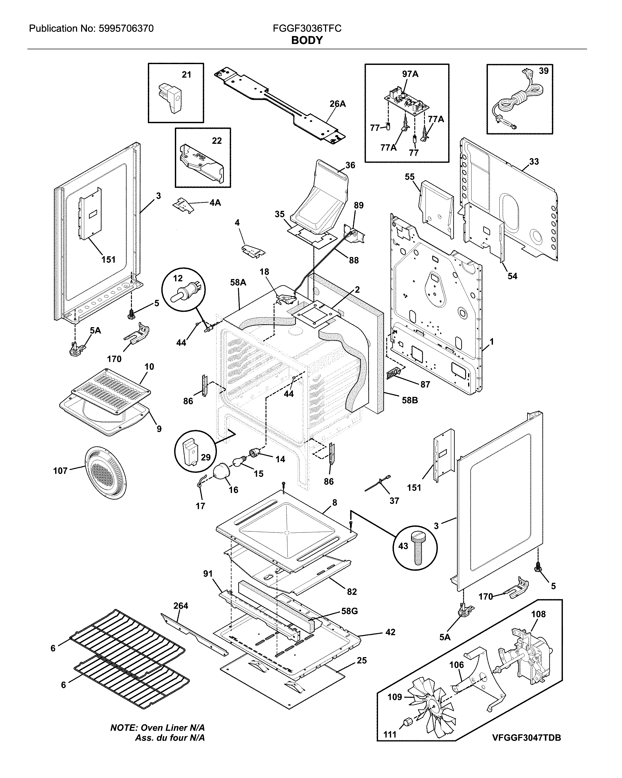 Frigidaire FGGF3036TFC body diagram