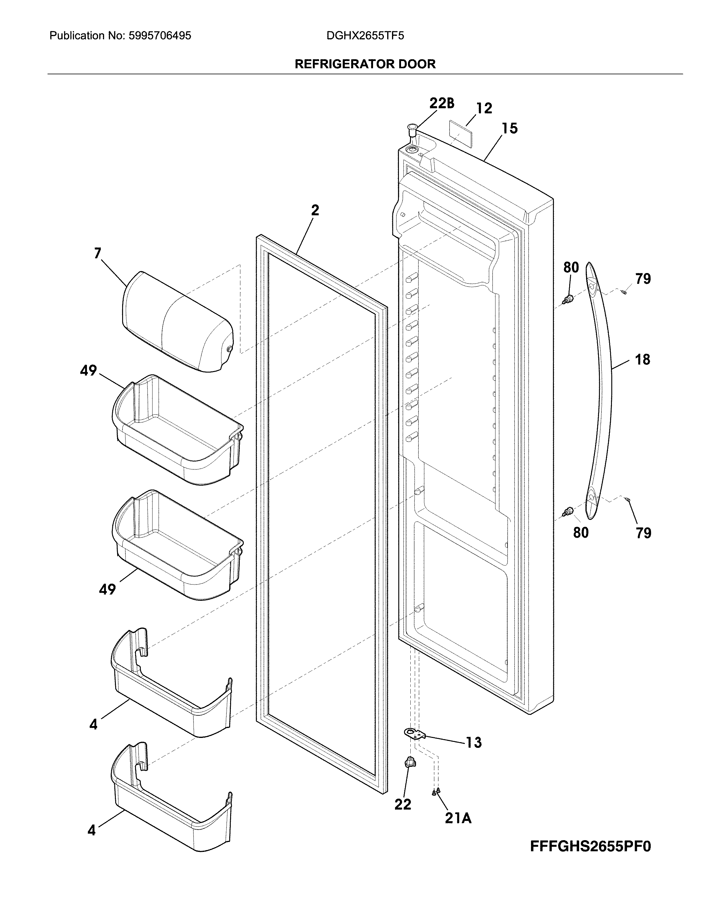 Frigidaire DGHX2655TF5 refrigerator door diagram