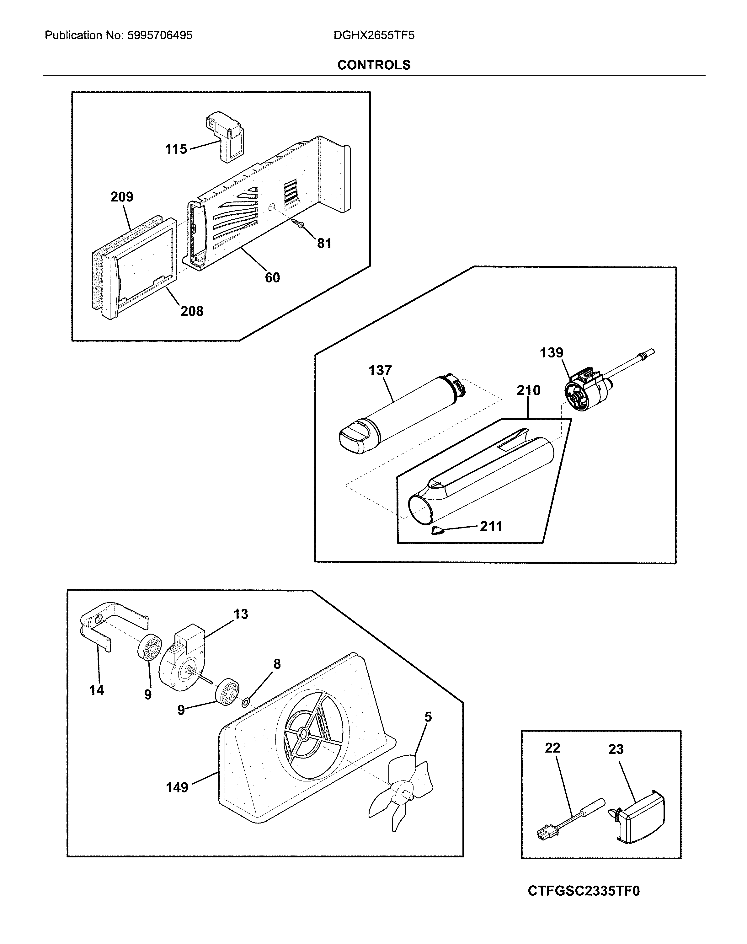 Frigidaire DGHX2655TF5 controls diagram