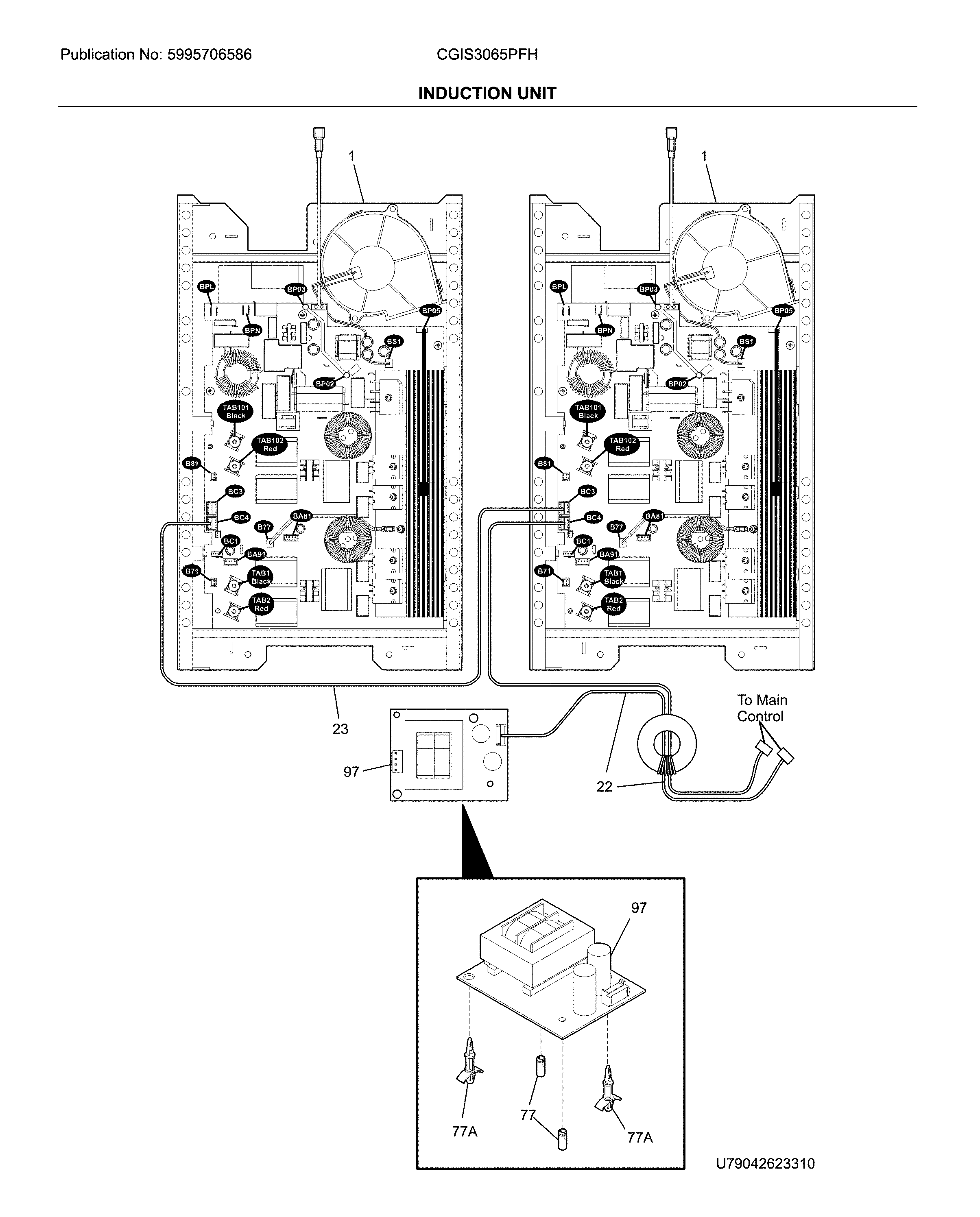 Frigidaire CGIS3065PFH induction unit diagram