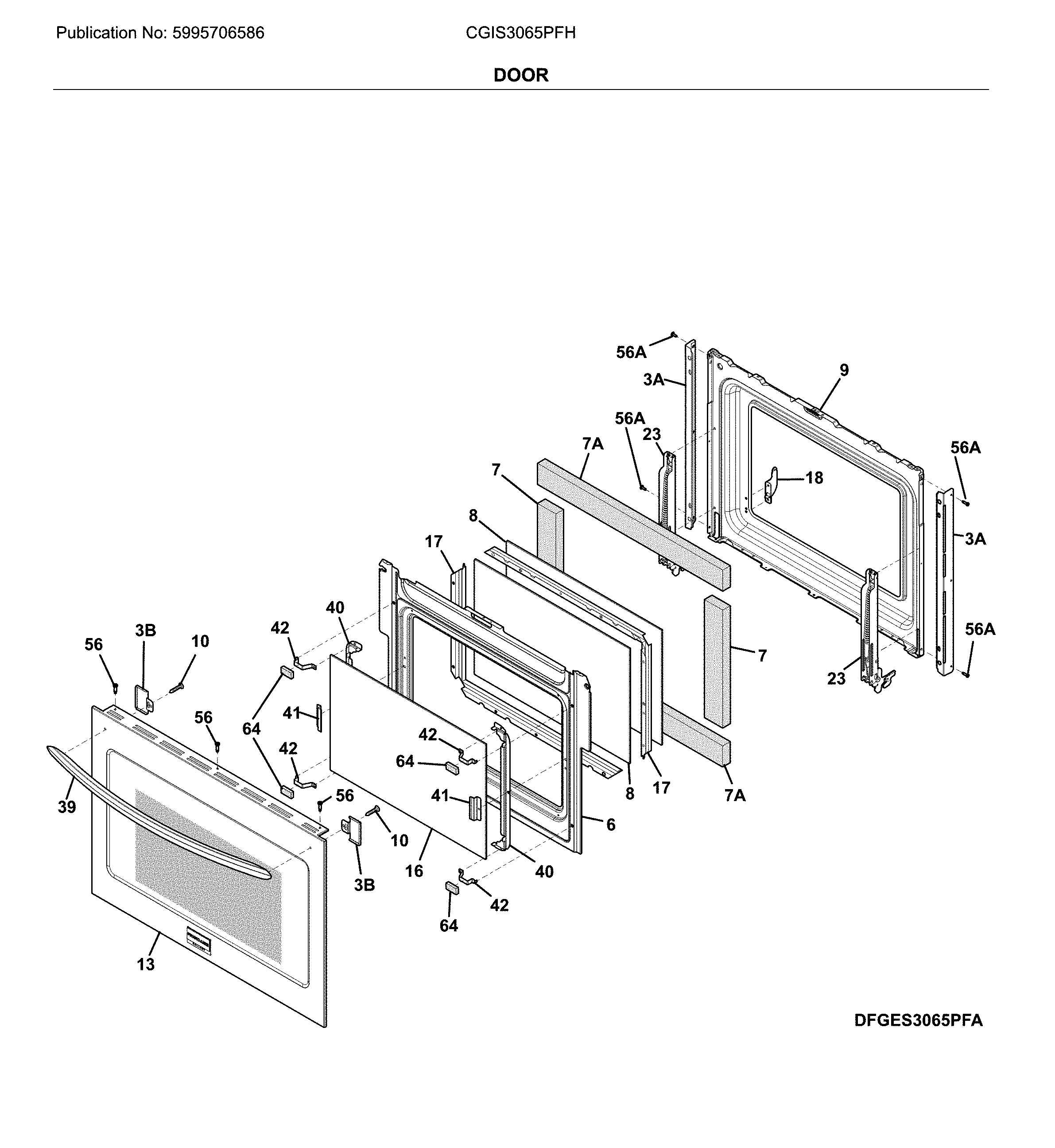 Frigidaire CGIS3065PFH door diagram