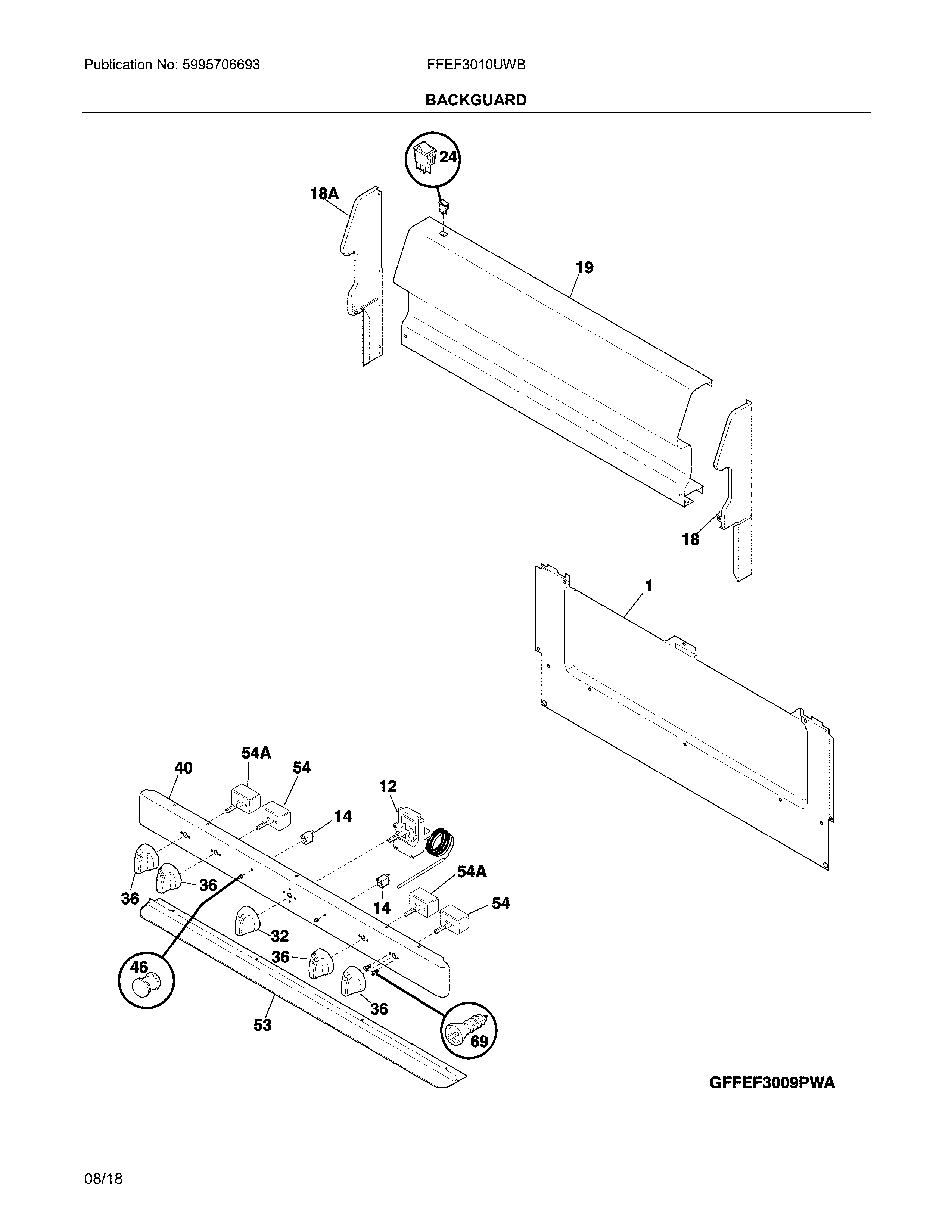 Frigidaire FFEF3010UWB backguard diagram