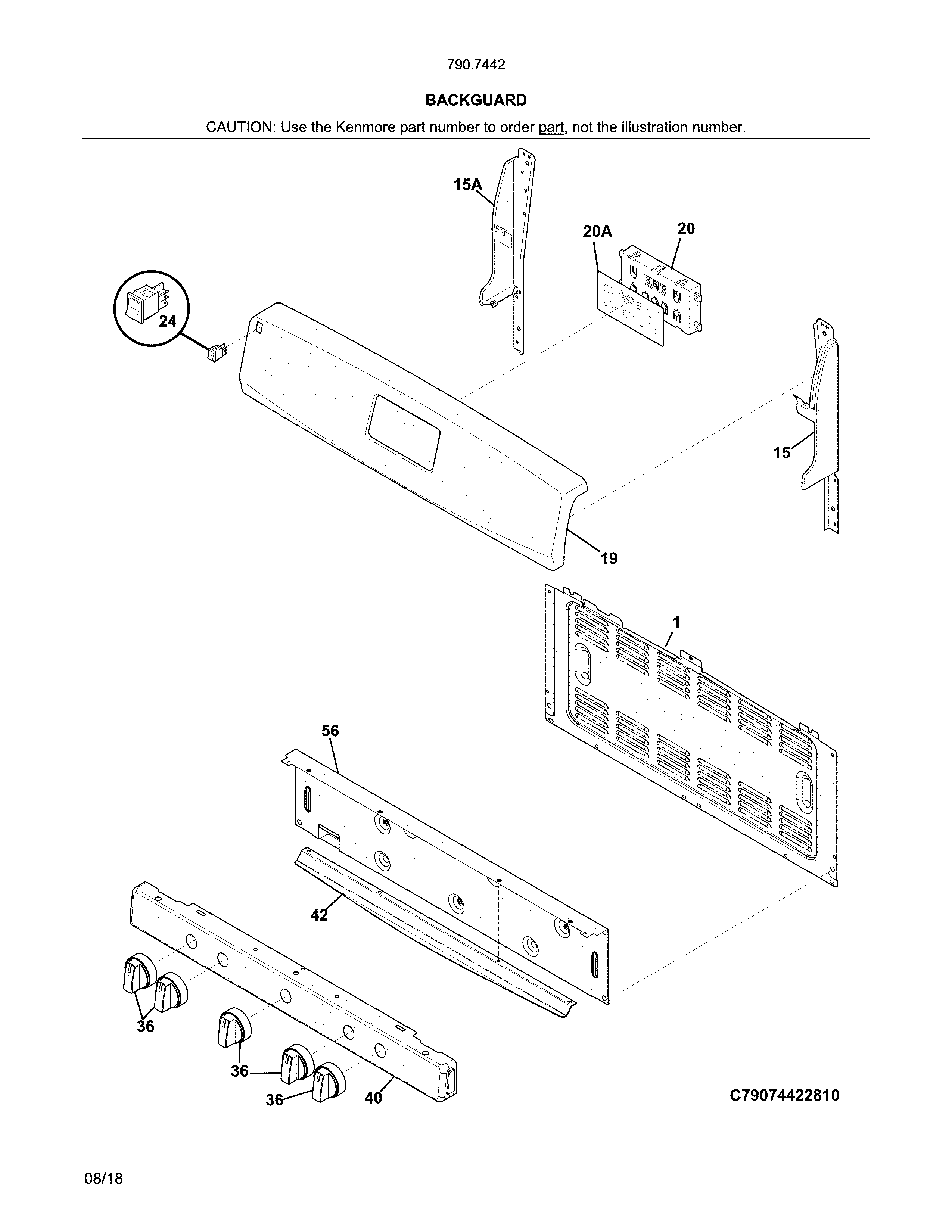 Kenmore 79074429810 backguard diagram